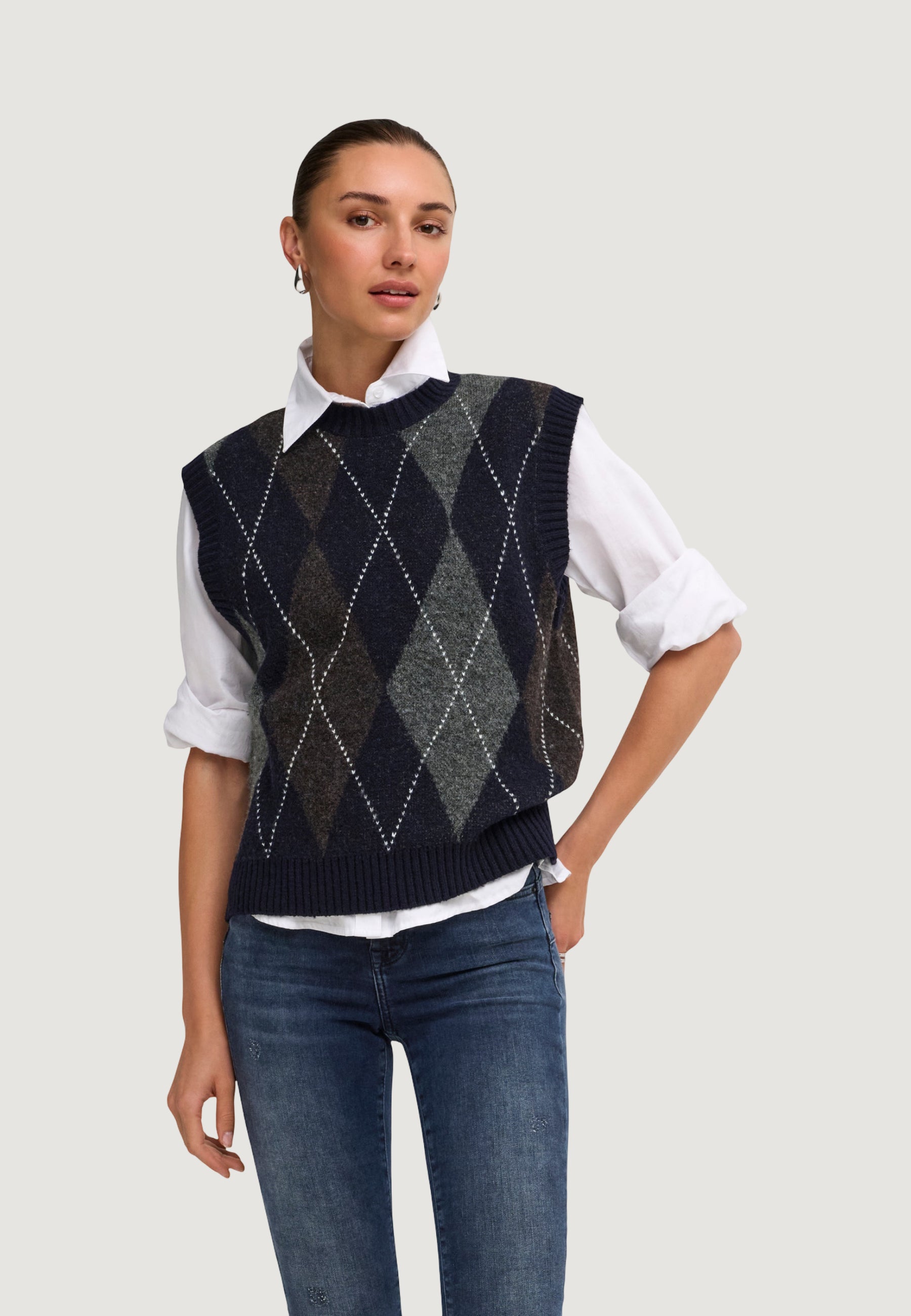 Vest sweater Only Onlrhombus Argyle Vest Knt Noos