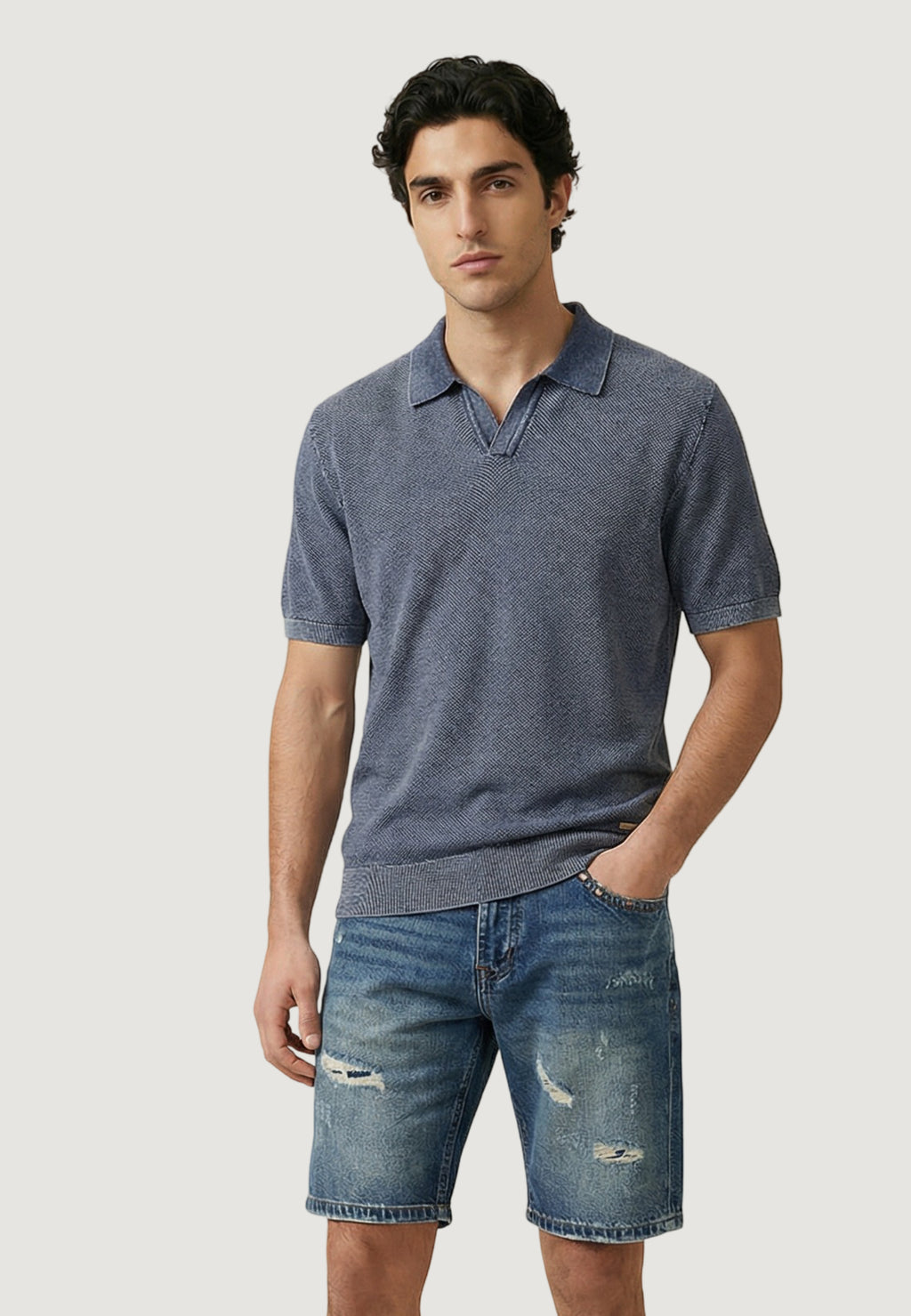 Short-sleeved yarn jersey Gianni Lupo GL35318