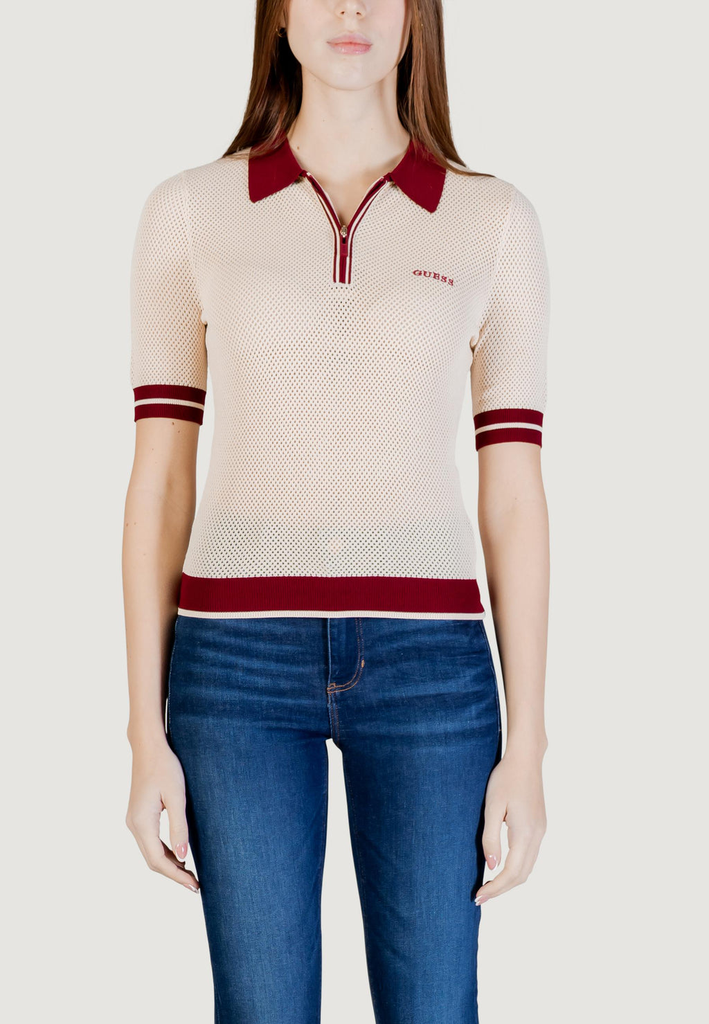 Maglia in filo manica corta Guess Active GABRY SS CROPPED POLO SWTR