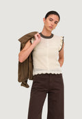 Short sleeve jersey Jacqueline de Yong JDYVIOLET S/L FRILL PULLOVER KNT NOOS