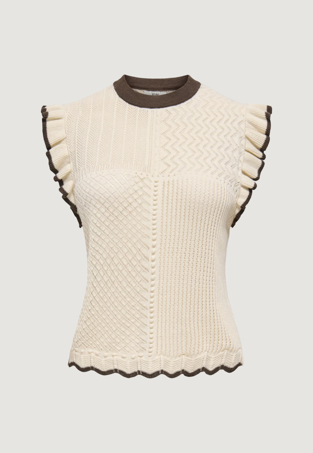 Short sleeve jersey Jacqueline de Yong JDYVIOLET S/L FRILL PULLOVER KNT NOOS