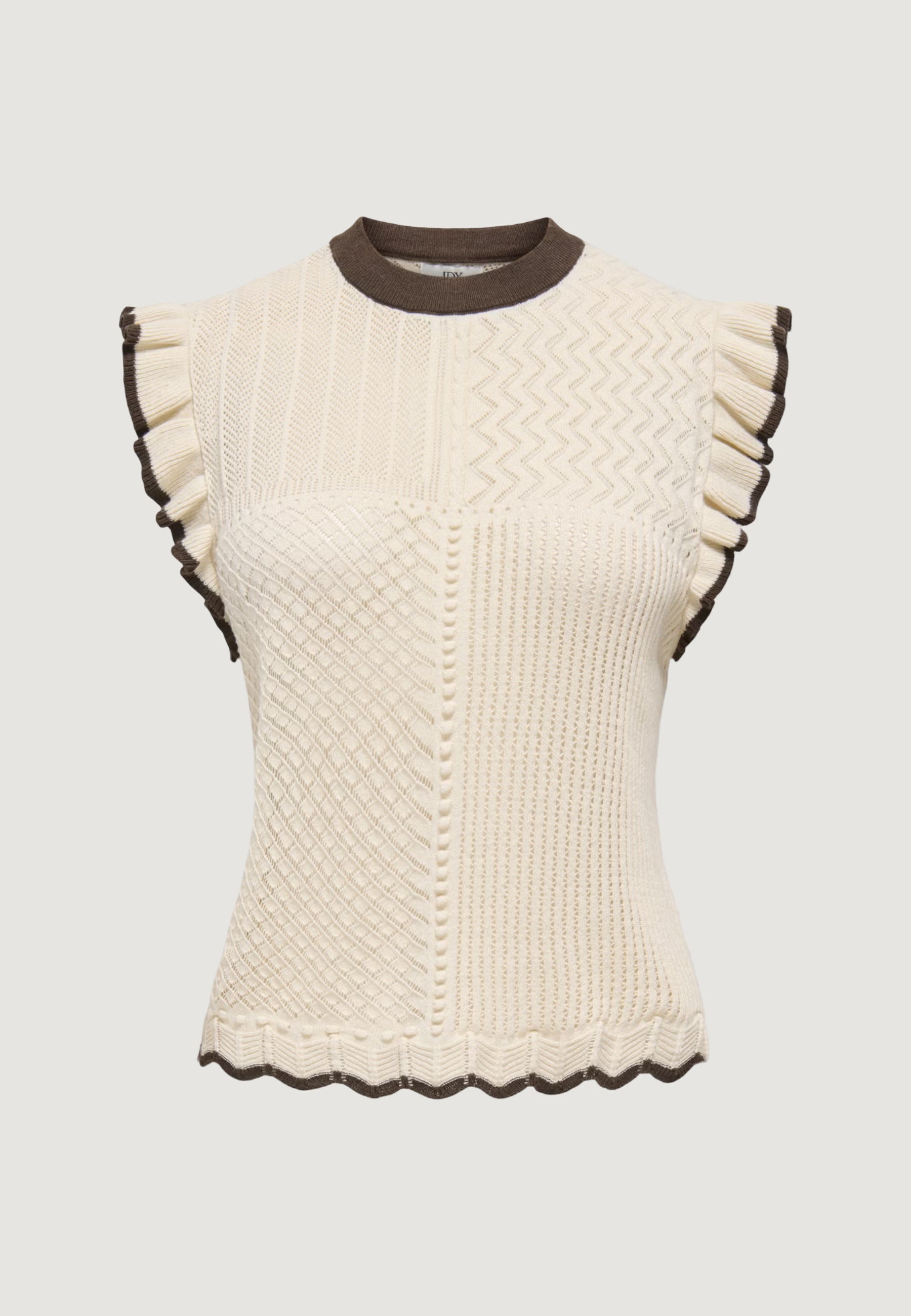 Short sleeve jersey Jacqueline de Yong JDYVIOLET S/L FRILL PULLOVER KNT NOOS