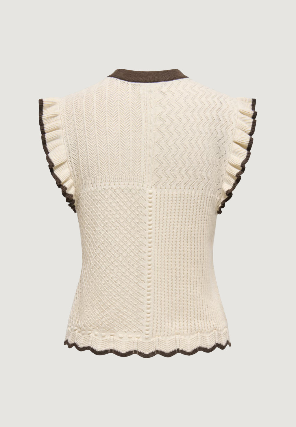 Short sleeve jersey Jacqueline de Yong JDYVIOLET S/L FRILL PULLOVER KNT NOOS
