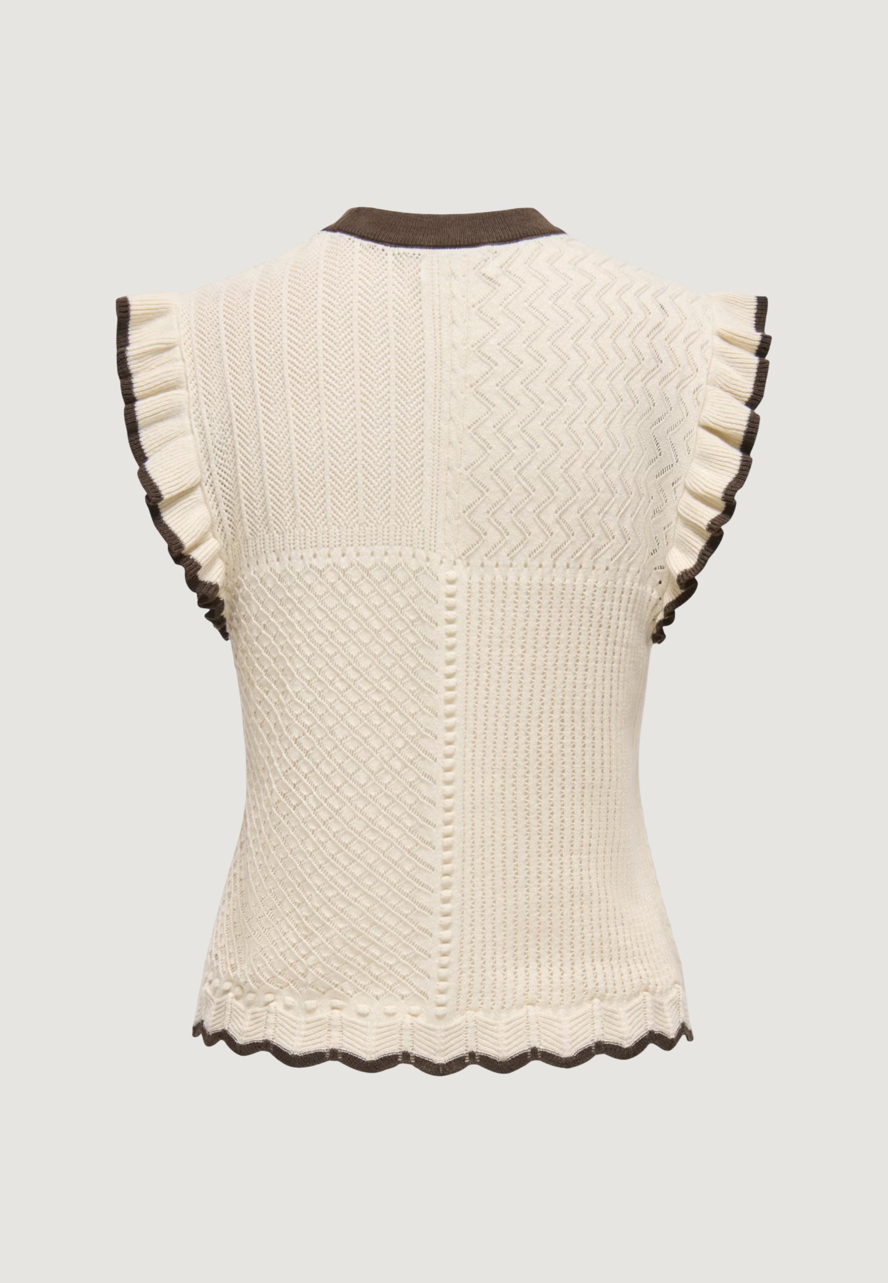 Short sleeve jersey Jacqueline de Yong JDYVIOLET S/L FRILL PULLOVER KNT NOOS