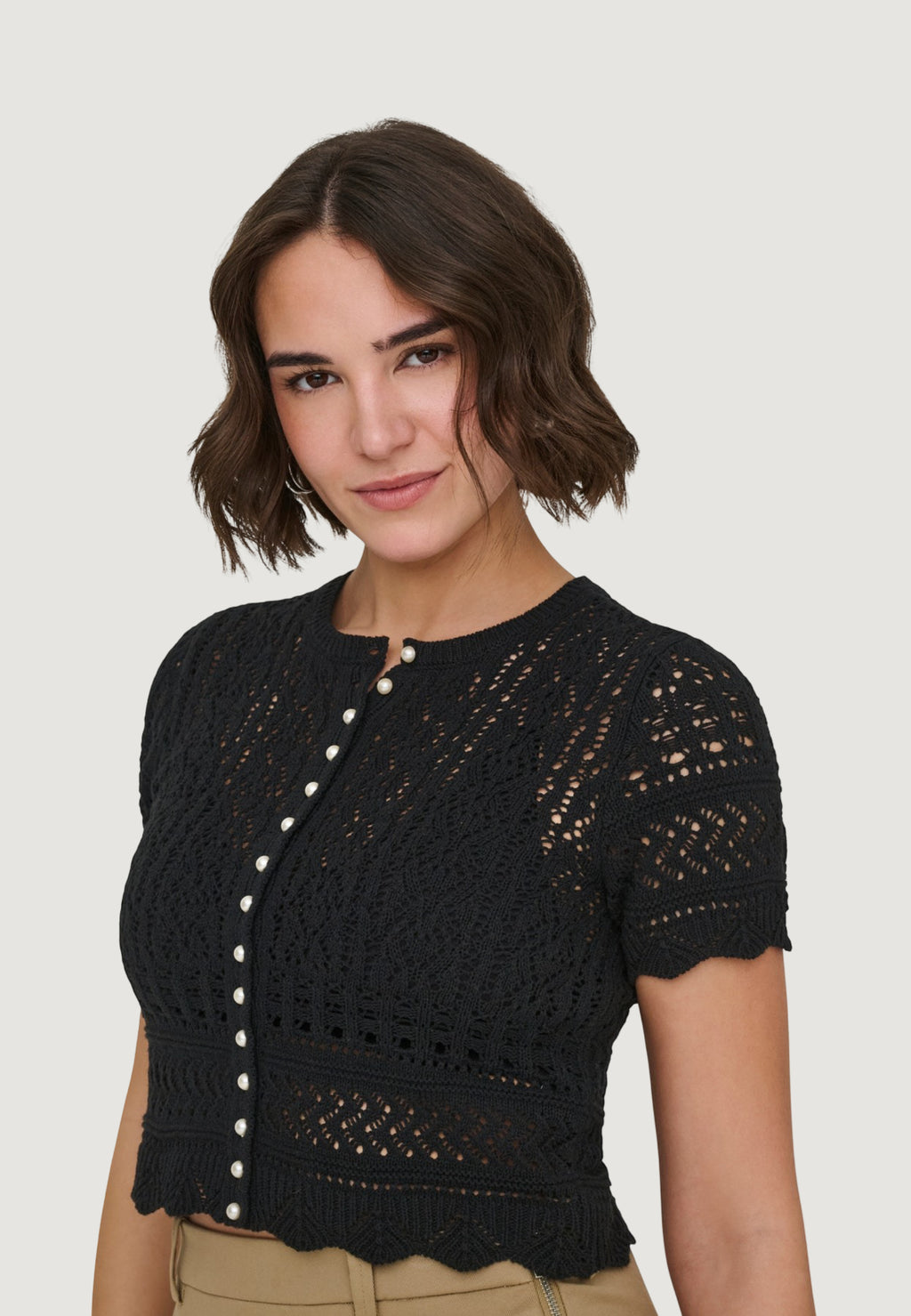 Maglia in filo manica corta Only Onlelke Life Ss Pearl Cardigan Cc Knt