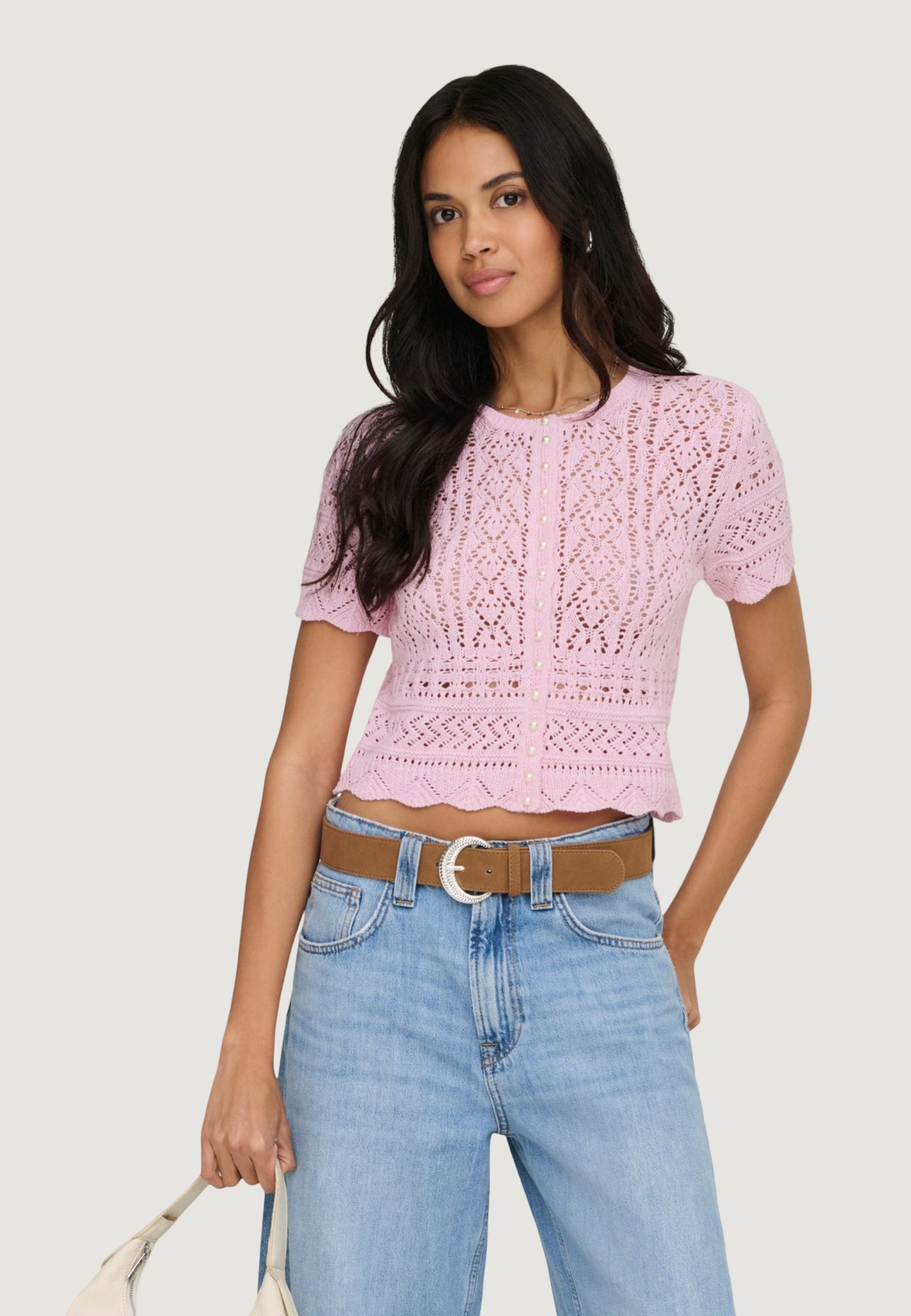 Maglia in filo manica corta Only Onlelke Life Ss Pearl Cardigan Cc Knt
