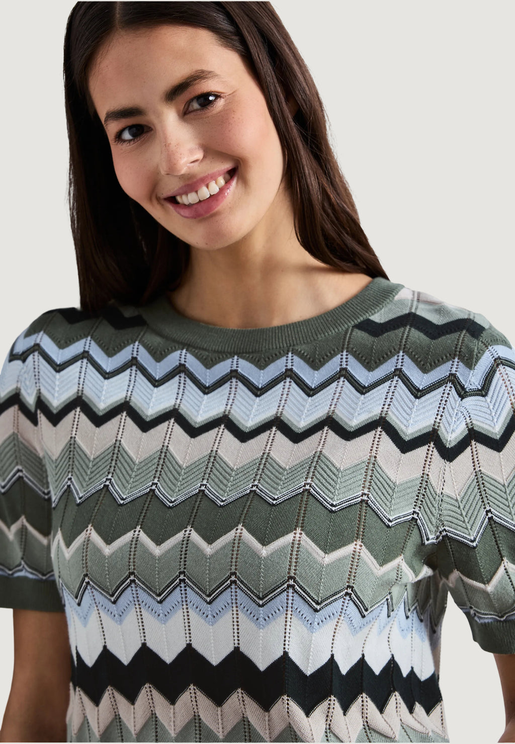 Short sleeve jersey Street One multicolor zig-zag sweater