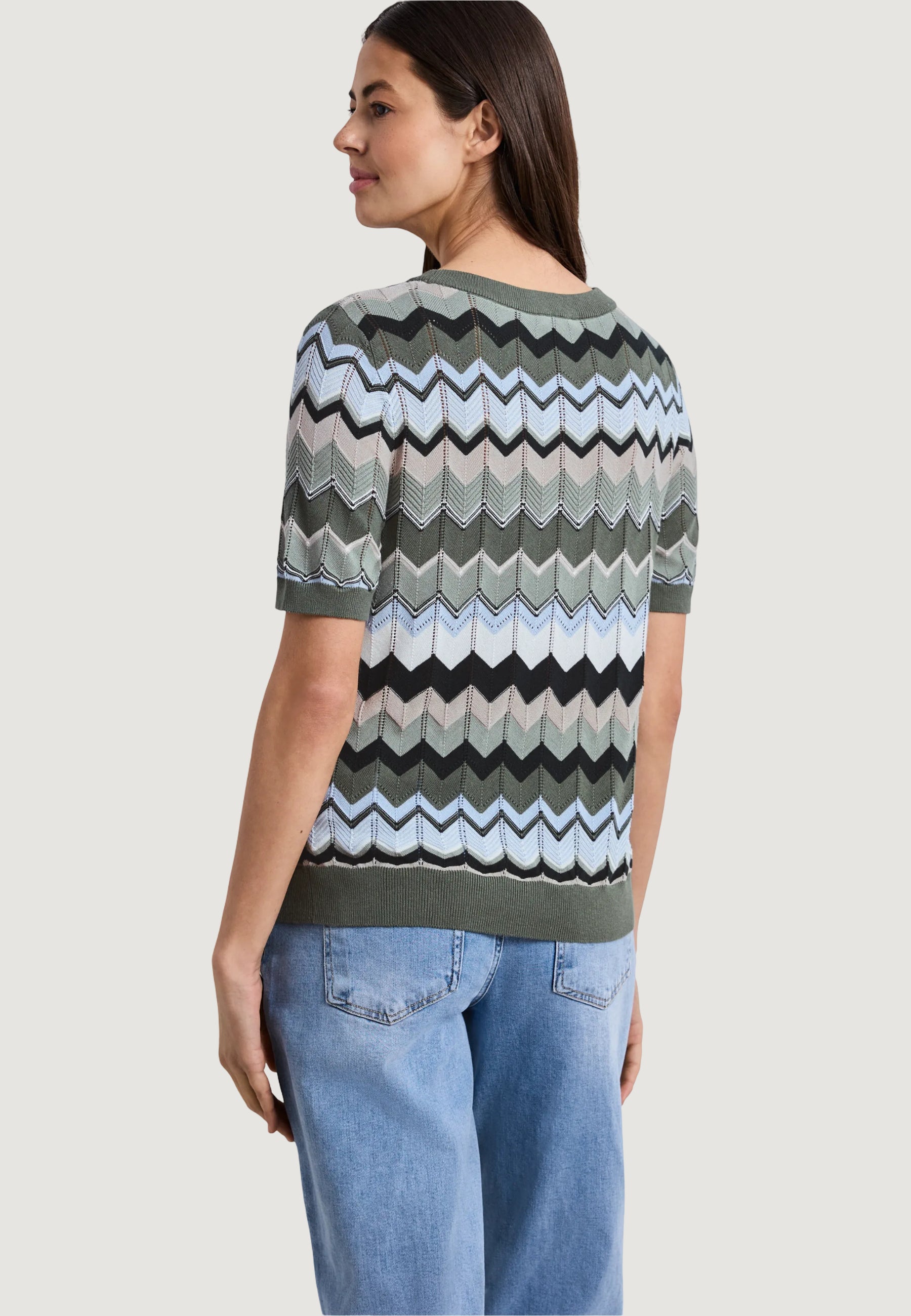 Maglia in filo manica corta Street One multicolor zig-zag sweater