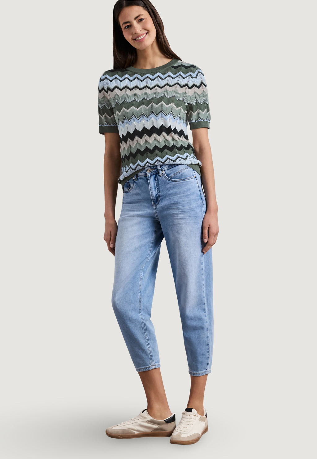 Short sleeve jersey Street One multicolor zig-zag sweater