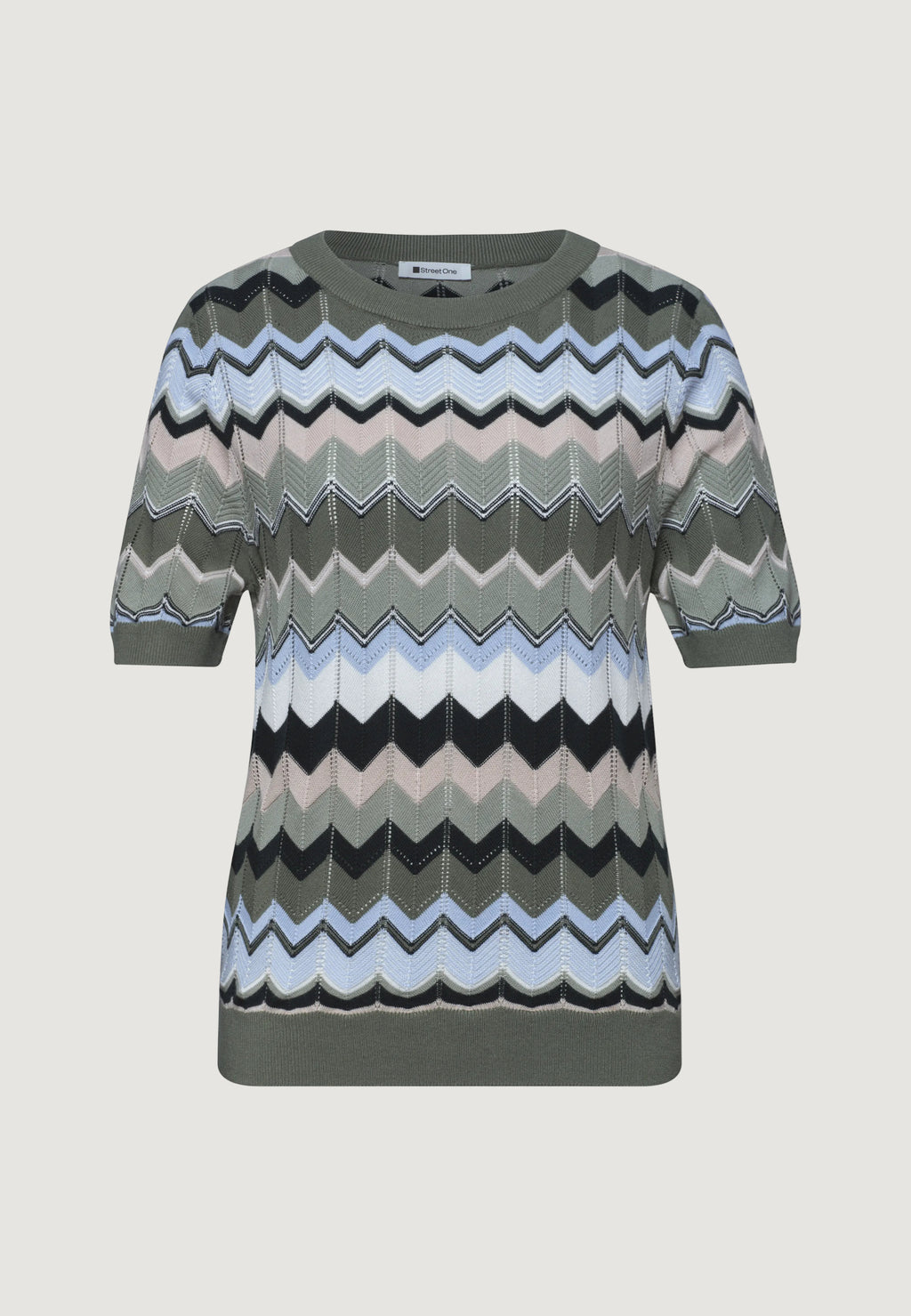 Short sleeve jersey Street One multicolor zig-zag sweater
