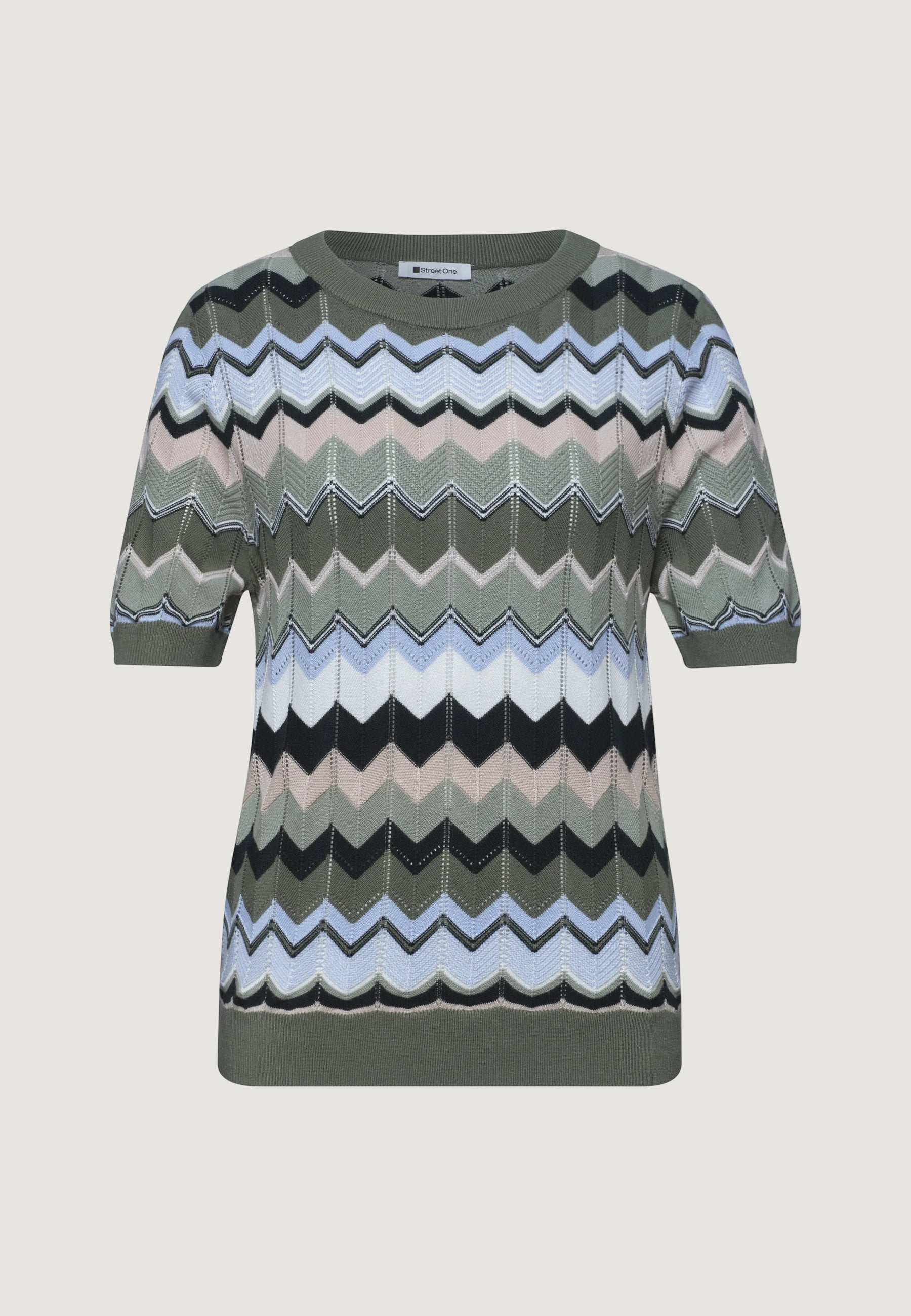 Short sleeve jersey Street One multicolor zig-zag sweater