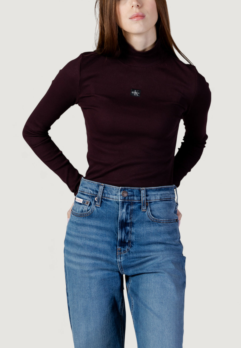 Maglia Calvin Klein Jeans LS WOVEN LABEL TURTL