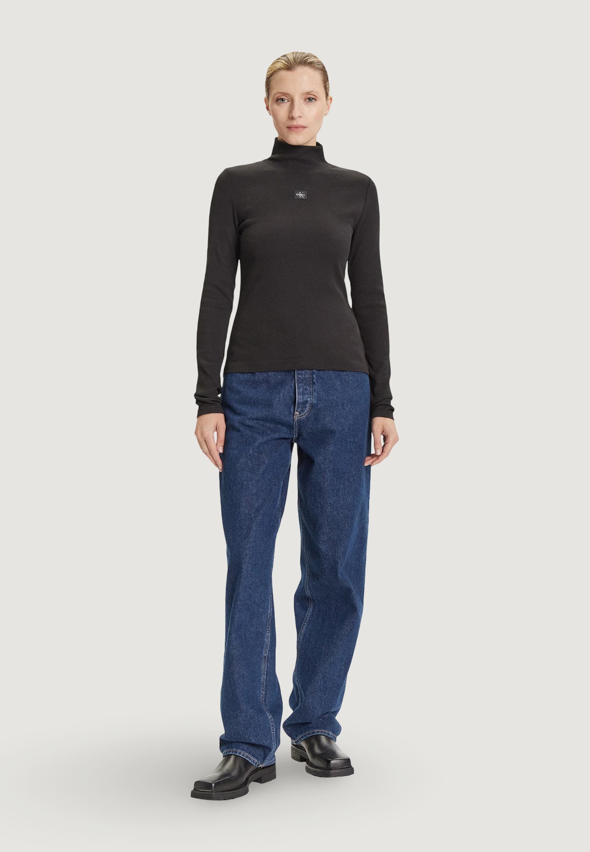 Maglia Calvin Klein Jeans LS WOVEN LABEL TURTL