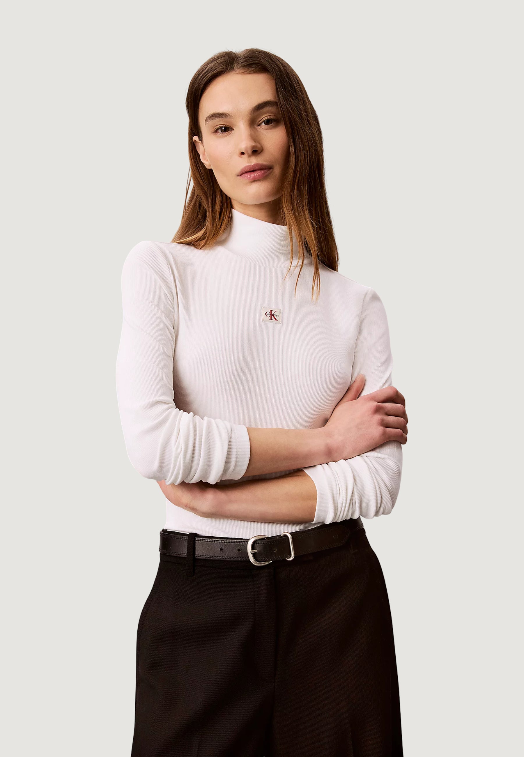 Maglia Calvin Klein Jeans LS WOVEN LABEL TURTL