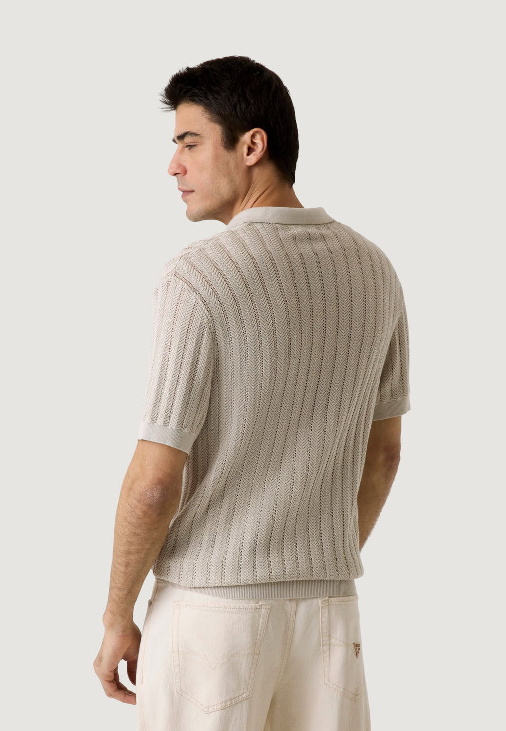 Short-sleeved yarn jersey Guess LONNY POLO SS HARRINGBONE STIT