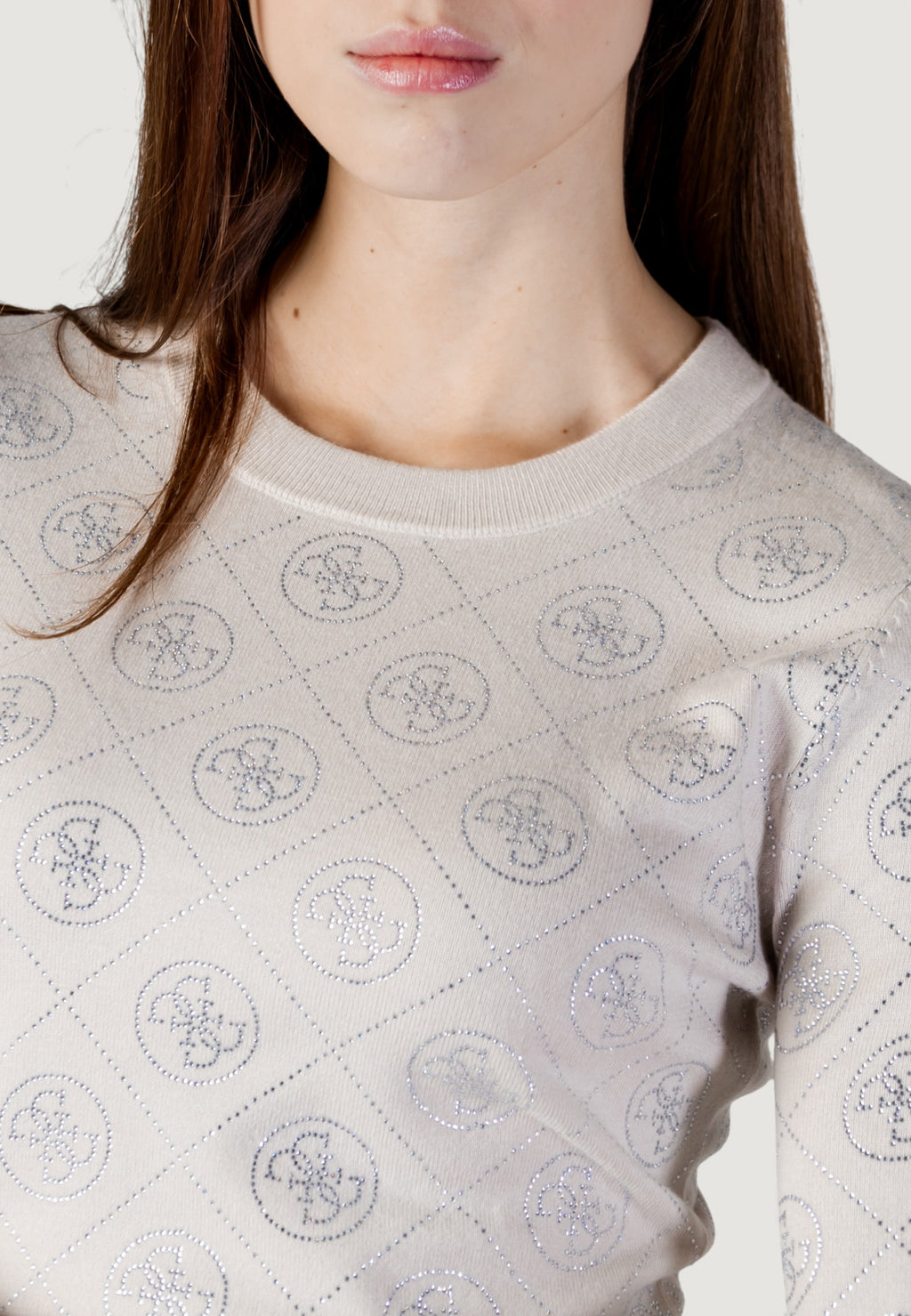 Maglia Guess LS CN RHINESTONES 4G SWTR