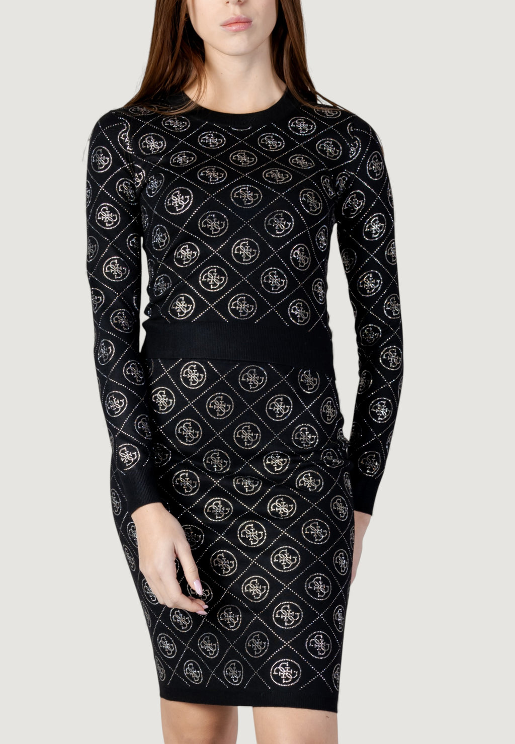 Maglia Guess LS CN RHINESTONES 4G SWTR