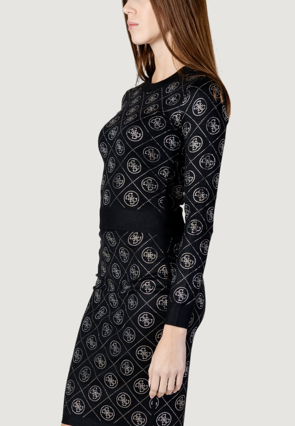 Maglia Guess LS CN RHINESTONES 4G SWTR