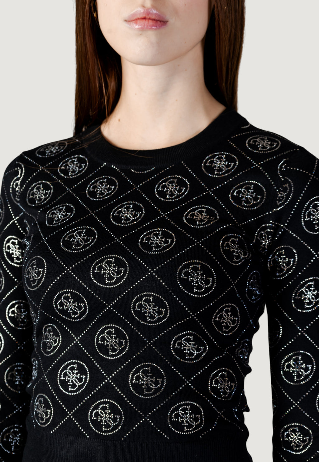 Maglia Guess LS CN RHINESTONES 4G SWTR