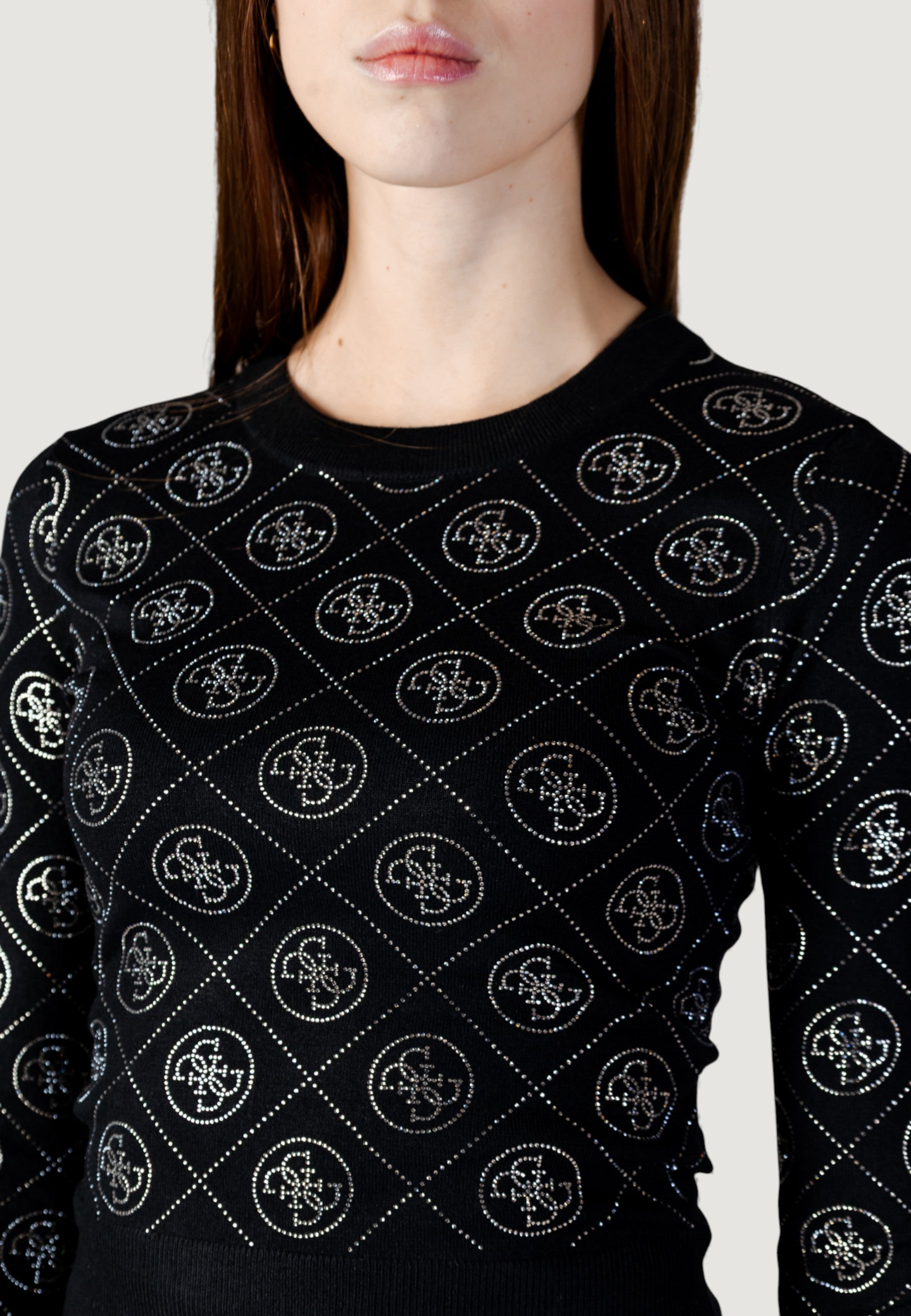 Maglia Guess LS CN RHINESTONES 4G SWTR