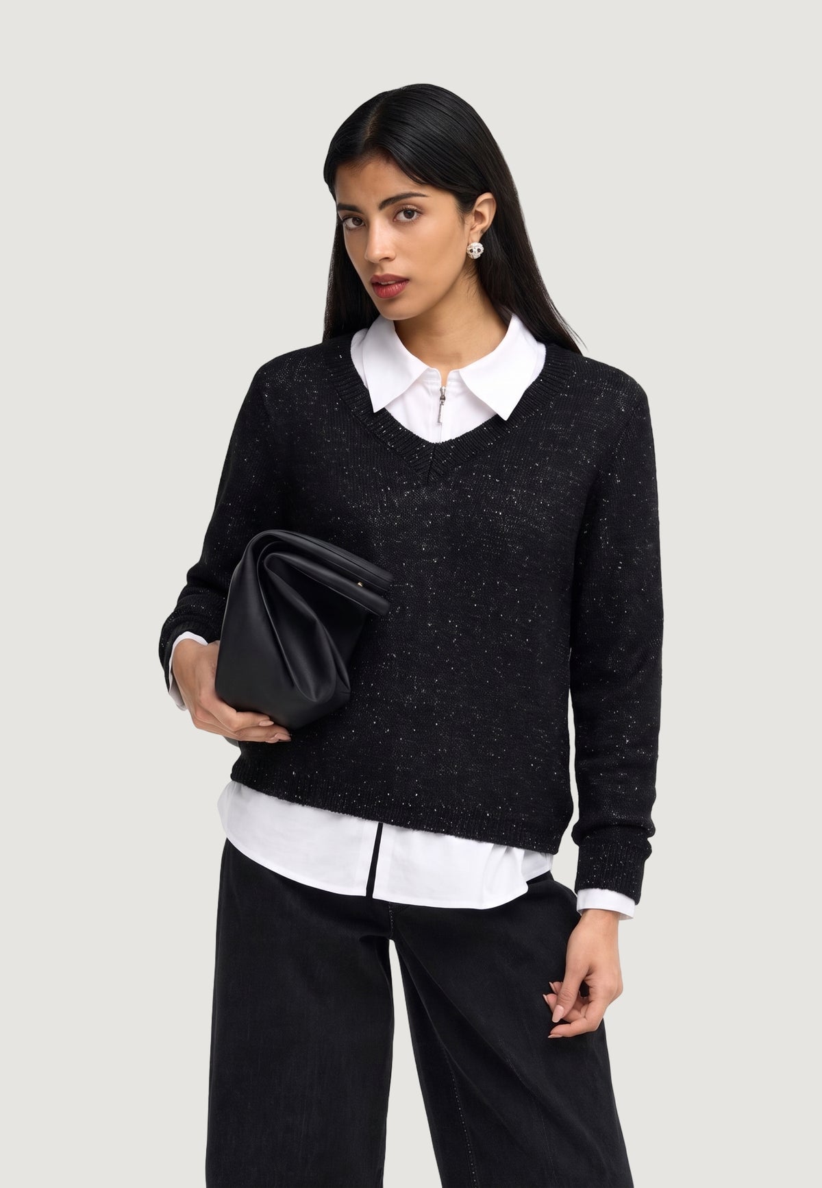 Maglia Jacqueline de Yong JDYMIA L/S V-NECK SEQUIN PULLOVER KNT