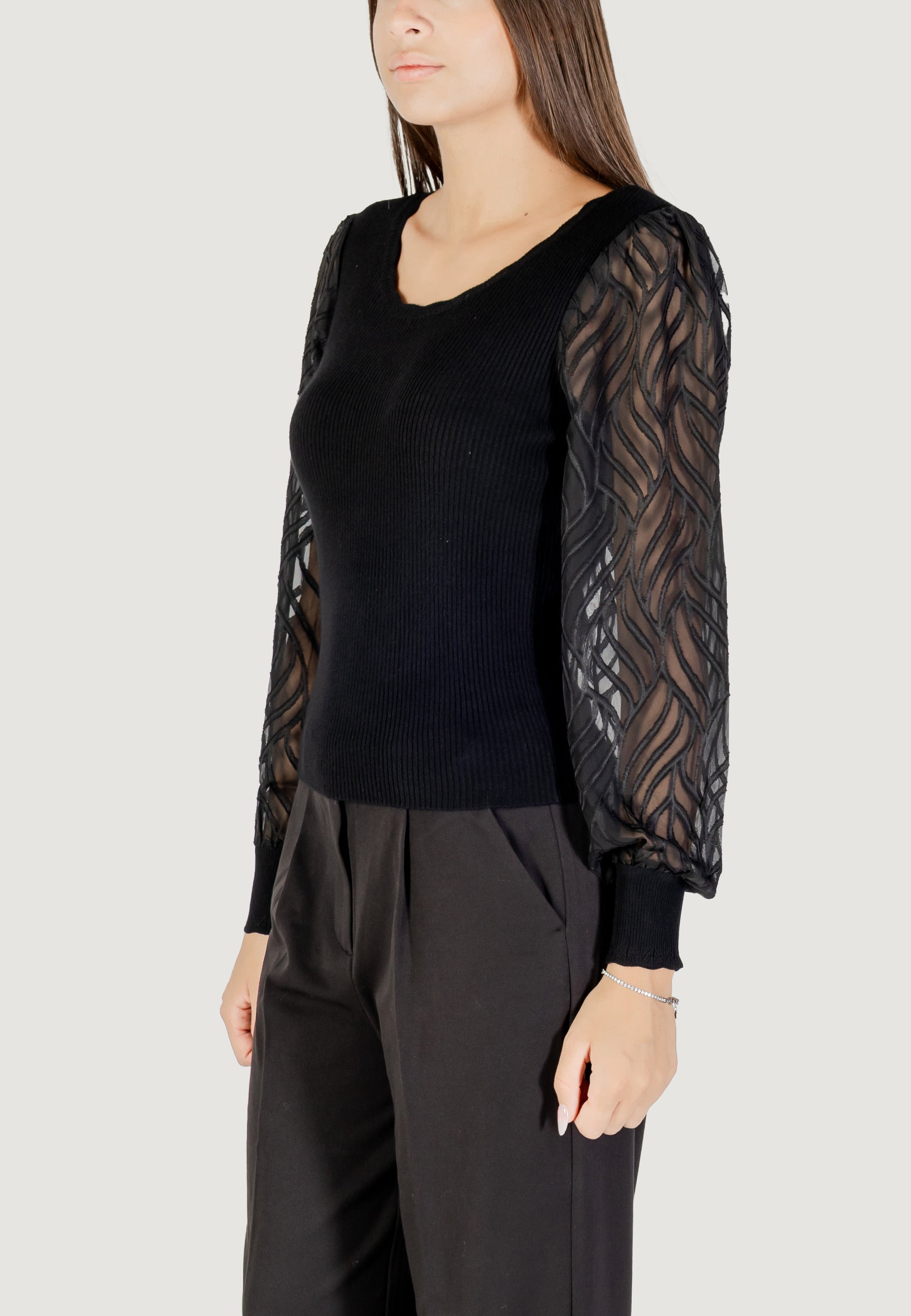 Maglia Only ONLJULIE LS RIB MIX O-NECK CC KNT