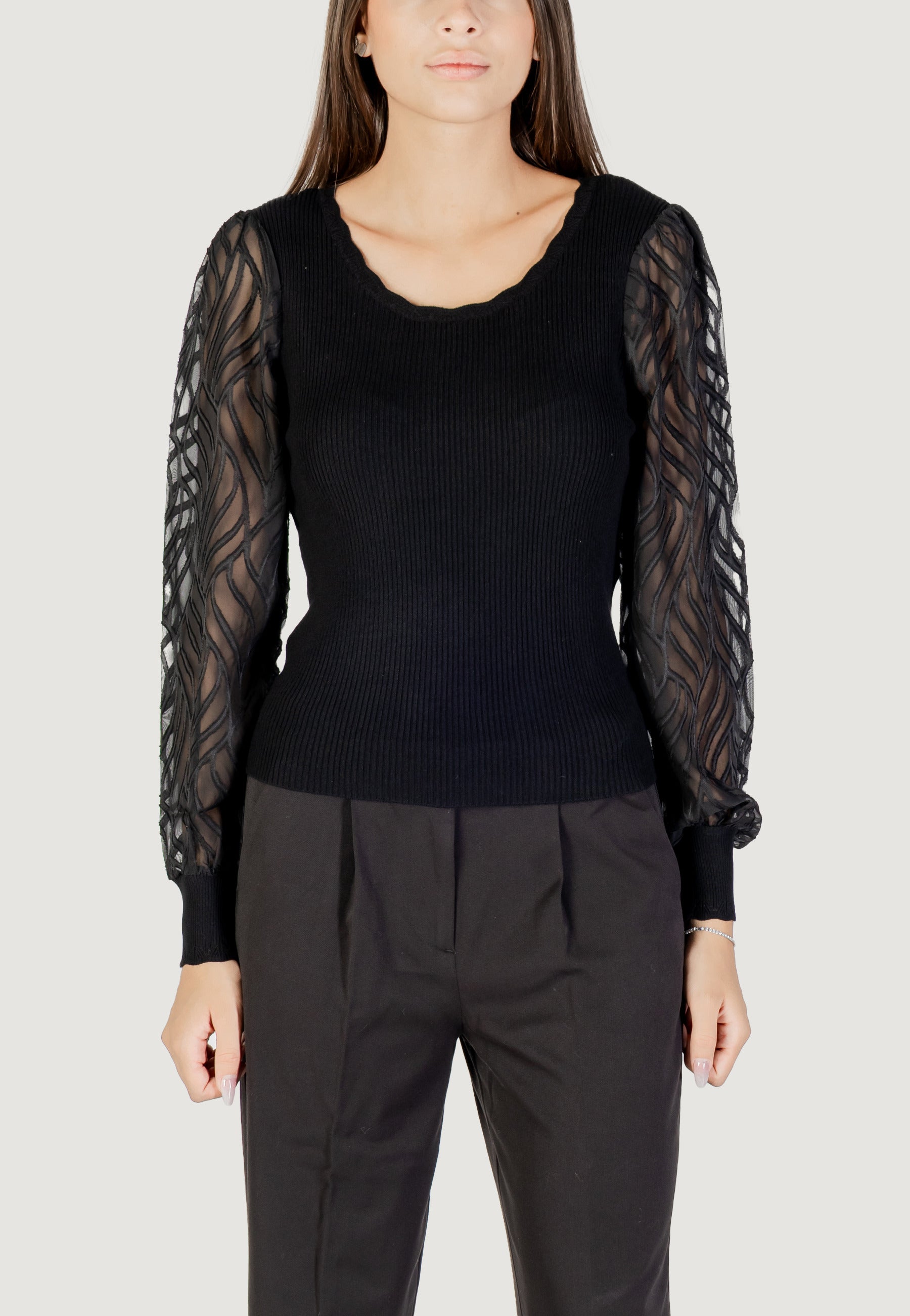 Maglia Only ONLJULIE LS RIB MIX O-NECK CC KNT