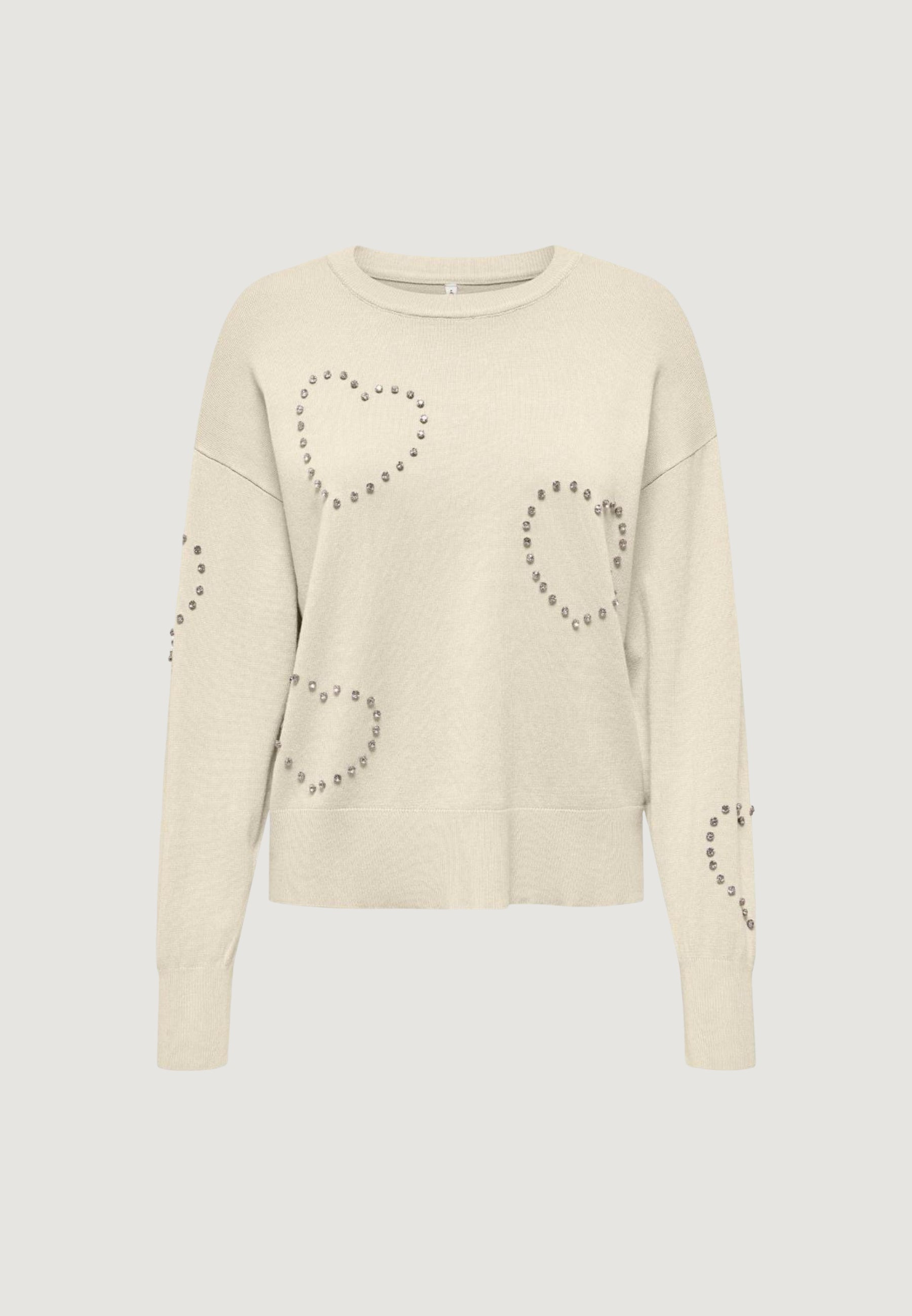 Jersey Only BEE LS HEART BLING ONECK CC KNT