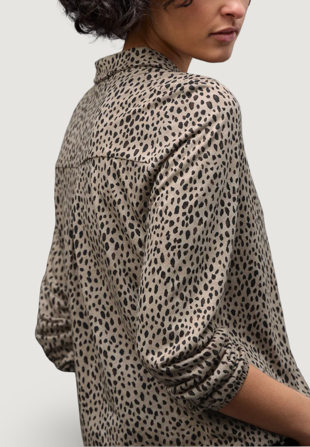 Jersey Street One LTD QR printed jersey blouse w. drawstring