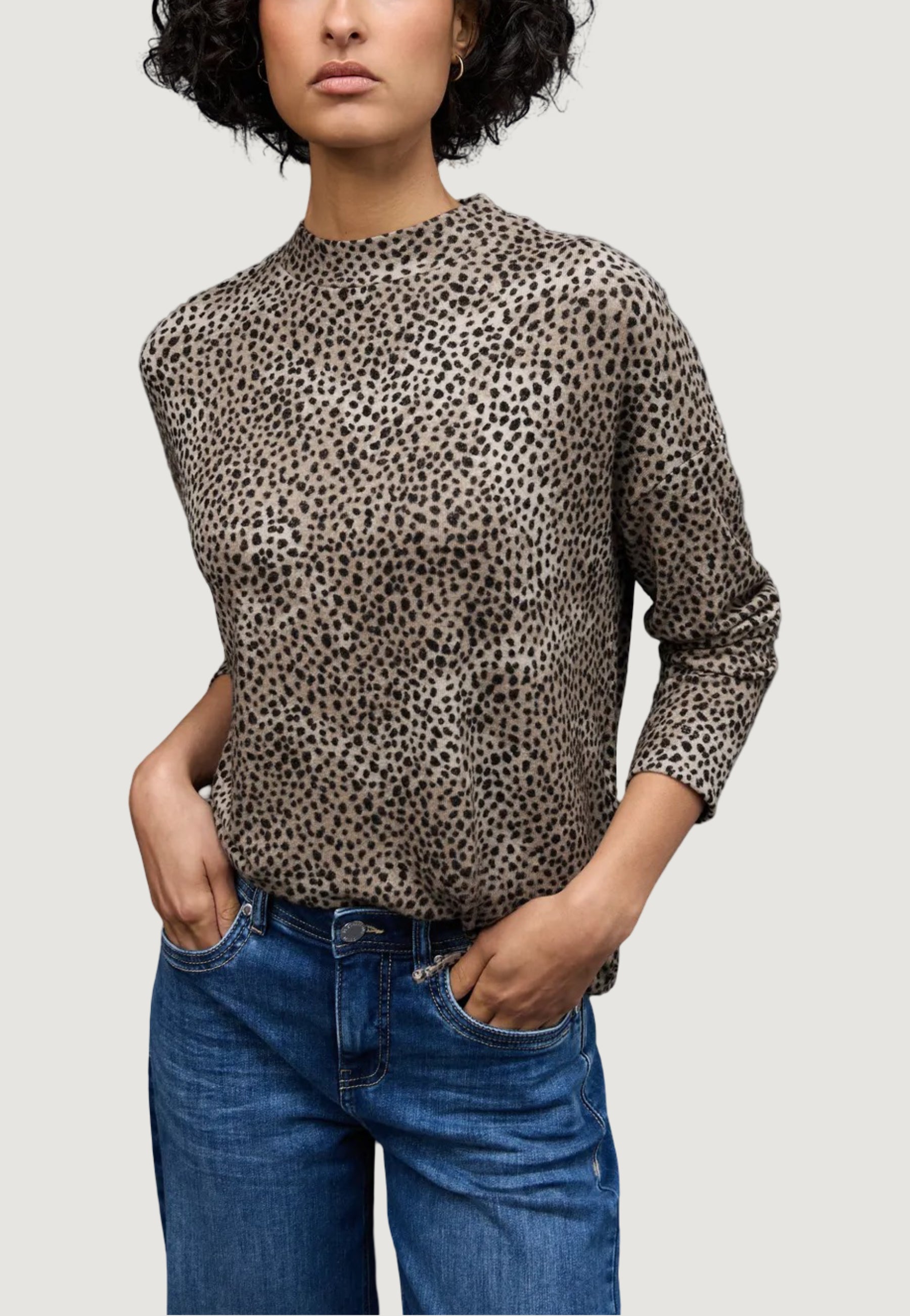 Jersey Street One LTD QR printed soft turtle neck shirt