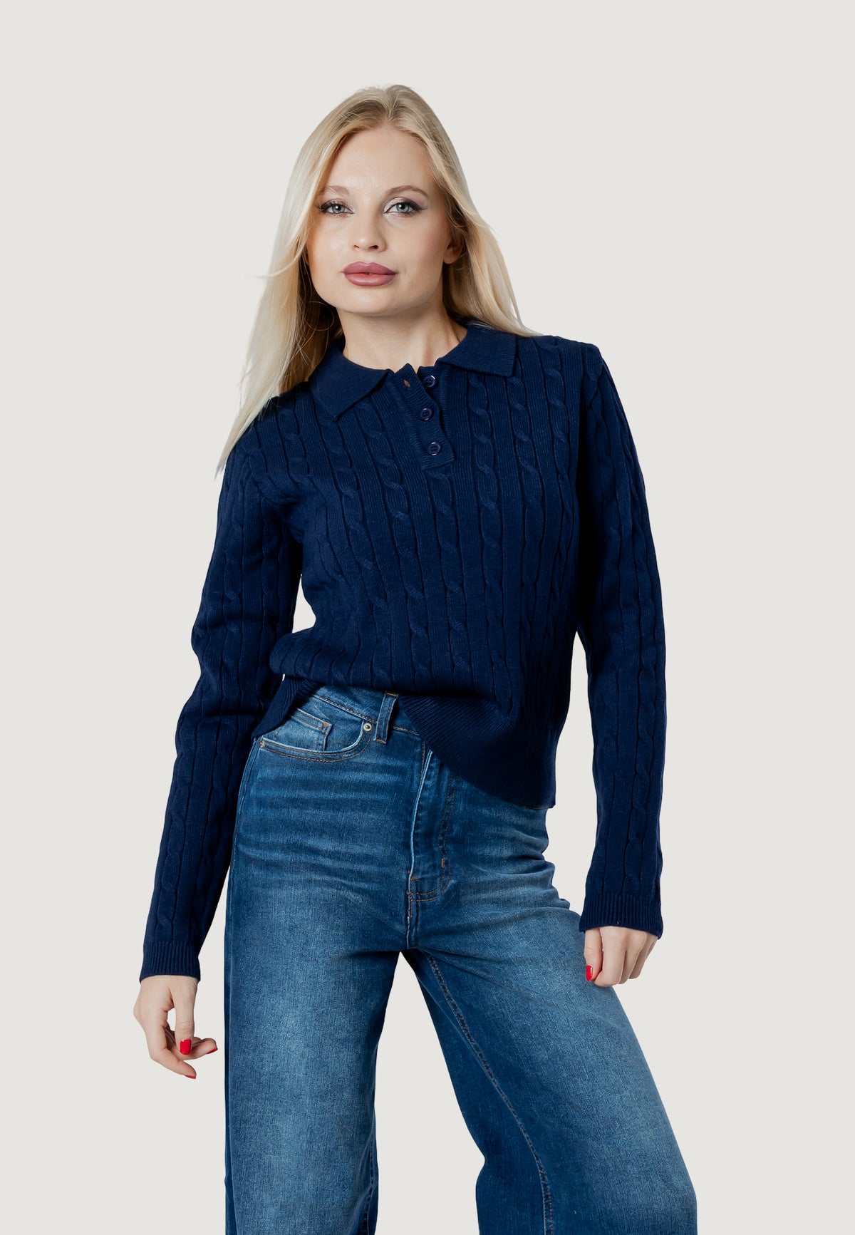 Maglione I am ortensia CABLE POLO KNIT