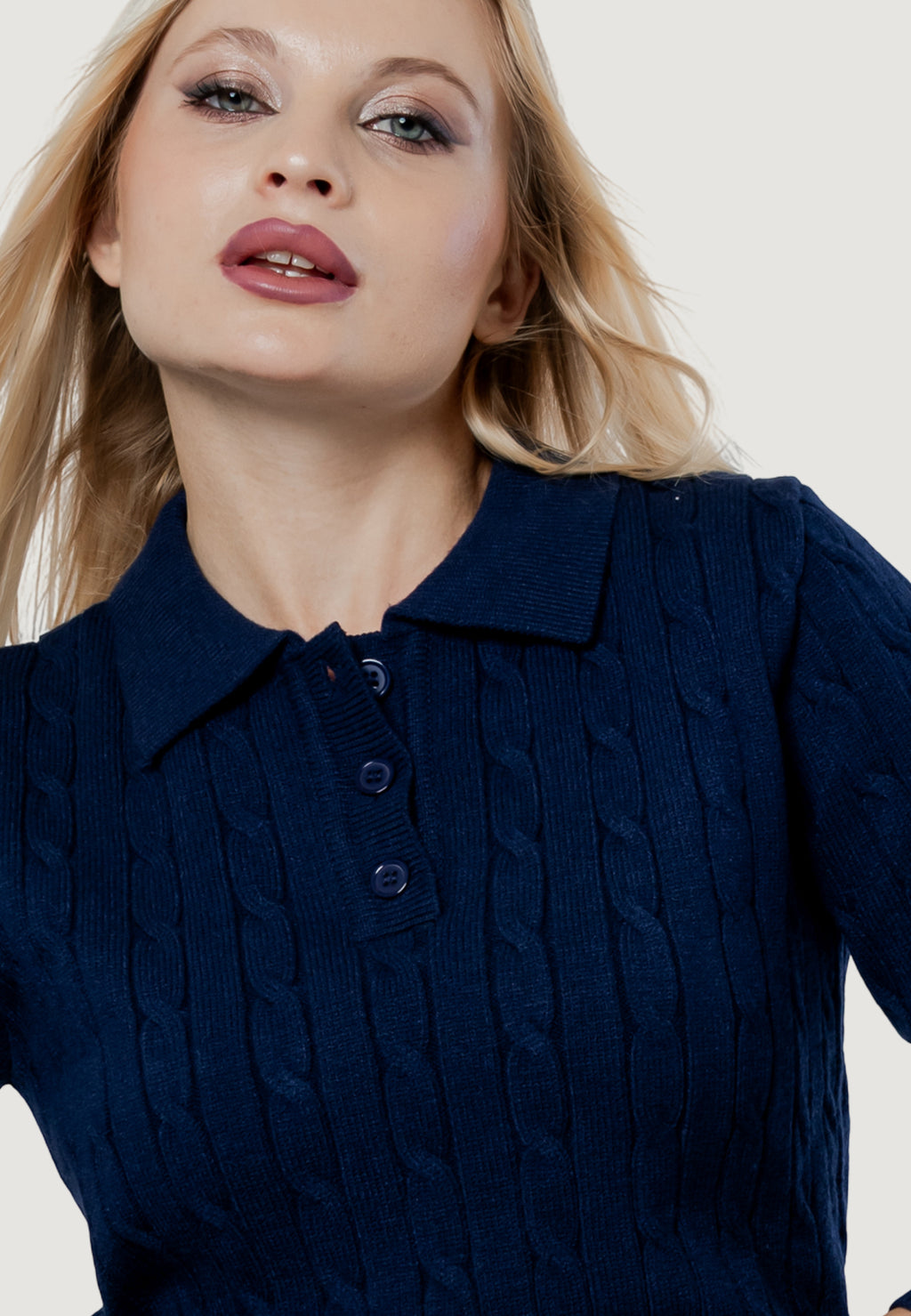 Maglione I am ortensia CABLE POLO KNIT