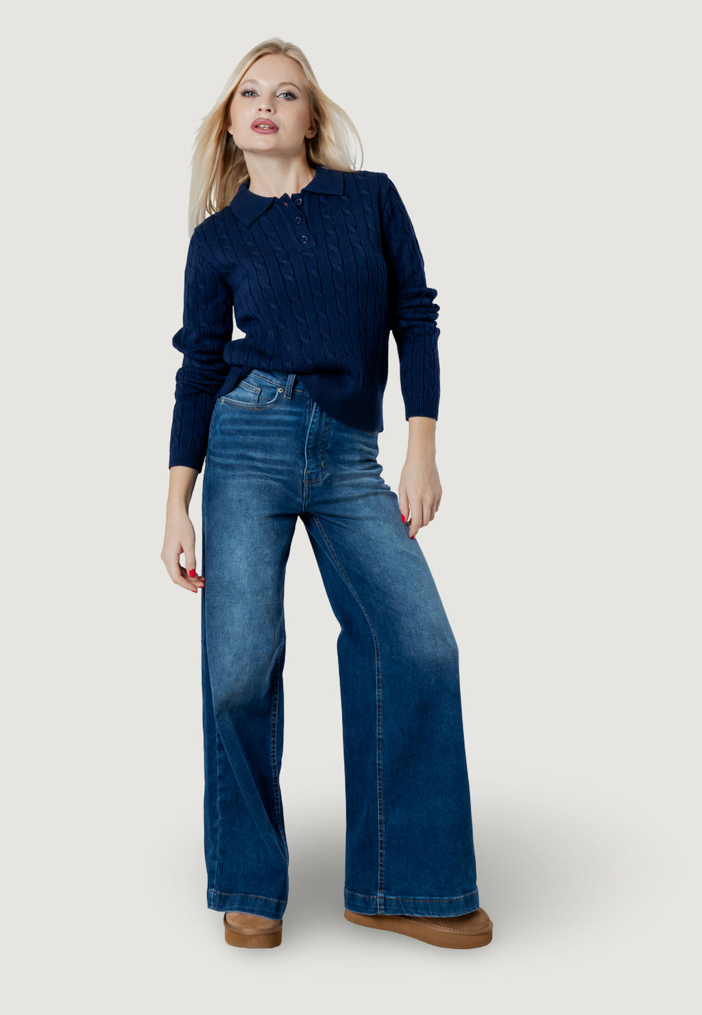 Maglione I am ortensia CABLE POLO KNIT