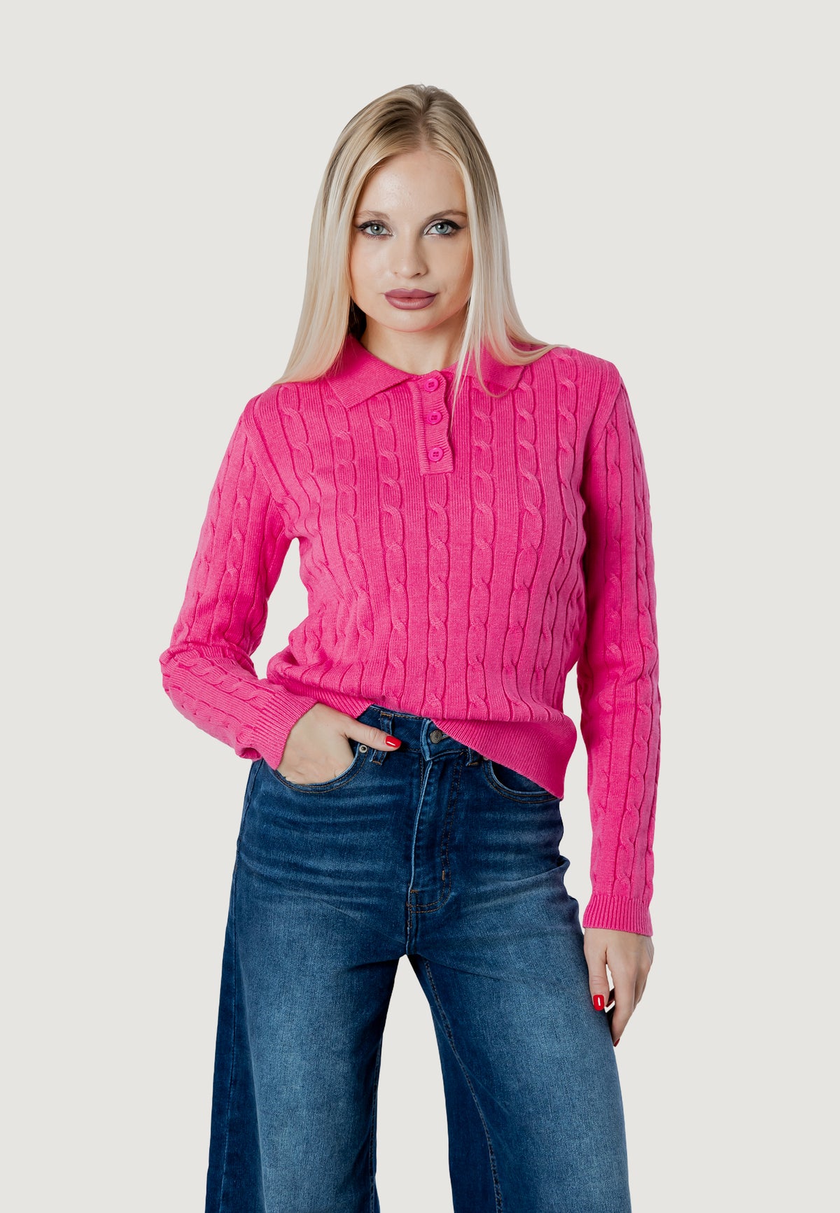 Maglione I am ortensia CABLE POLO KNIT