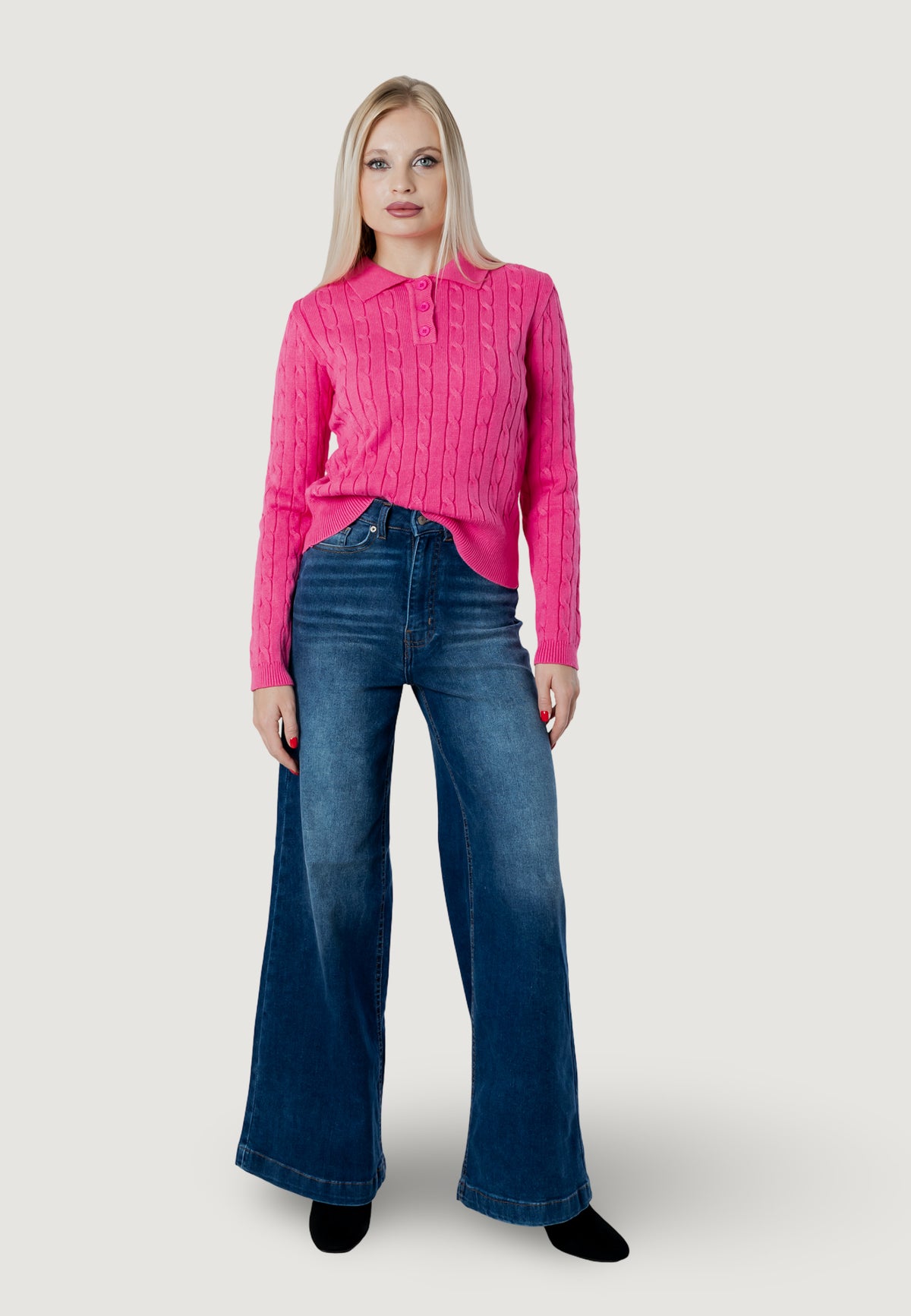 Maglione I am ortensia CABLE POLO KNIT