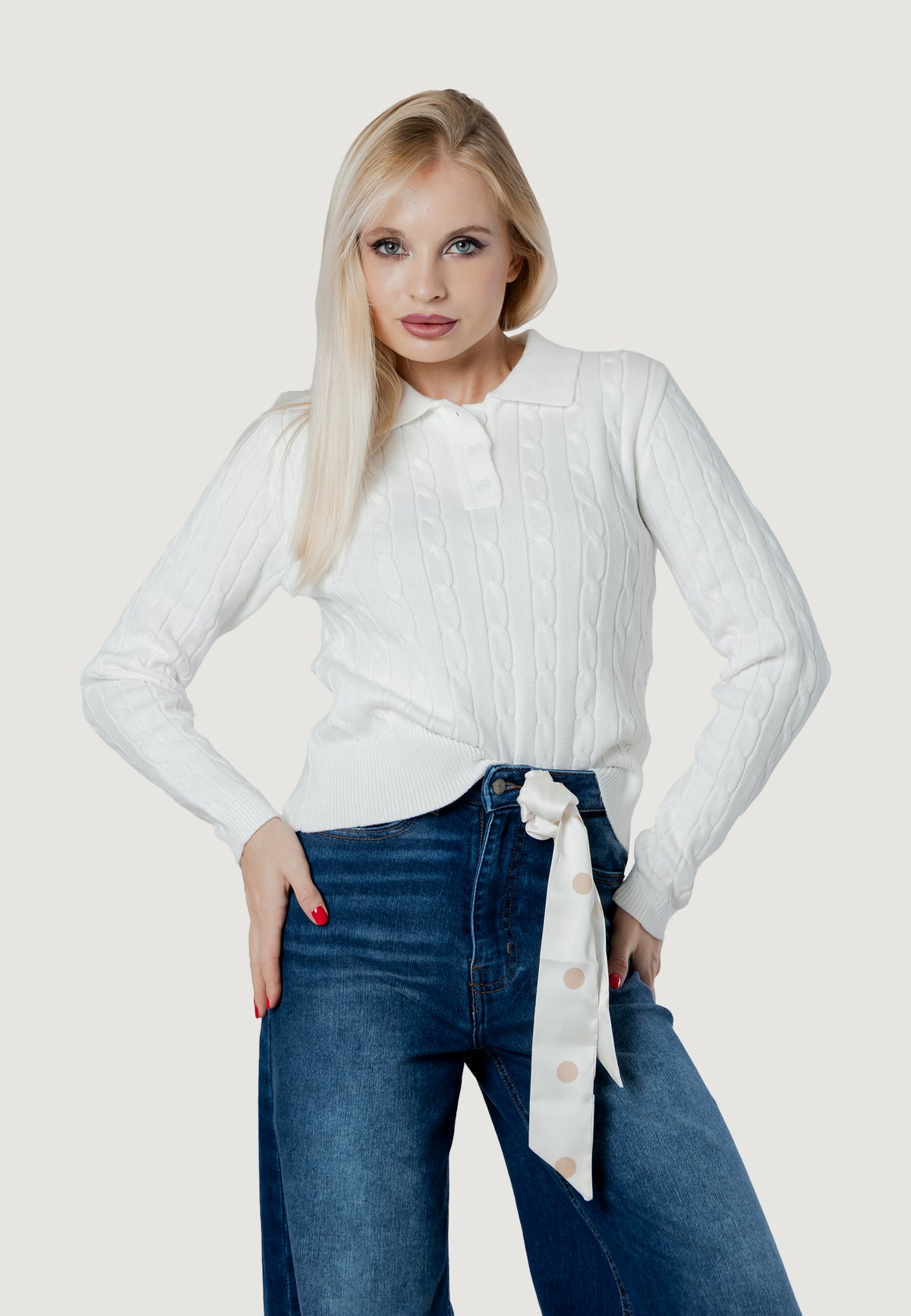 Maglione I am ortensia CABLE POLO KNIT