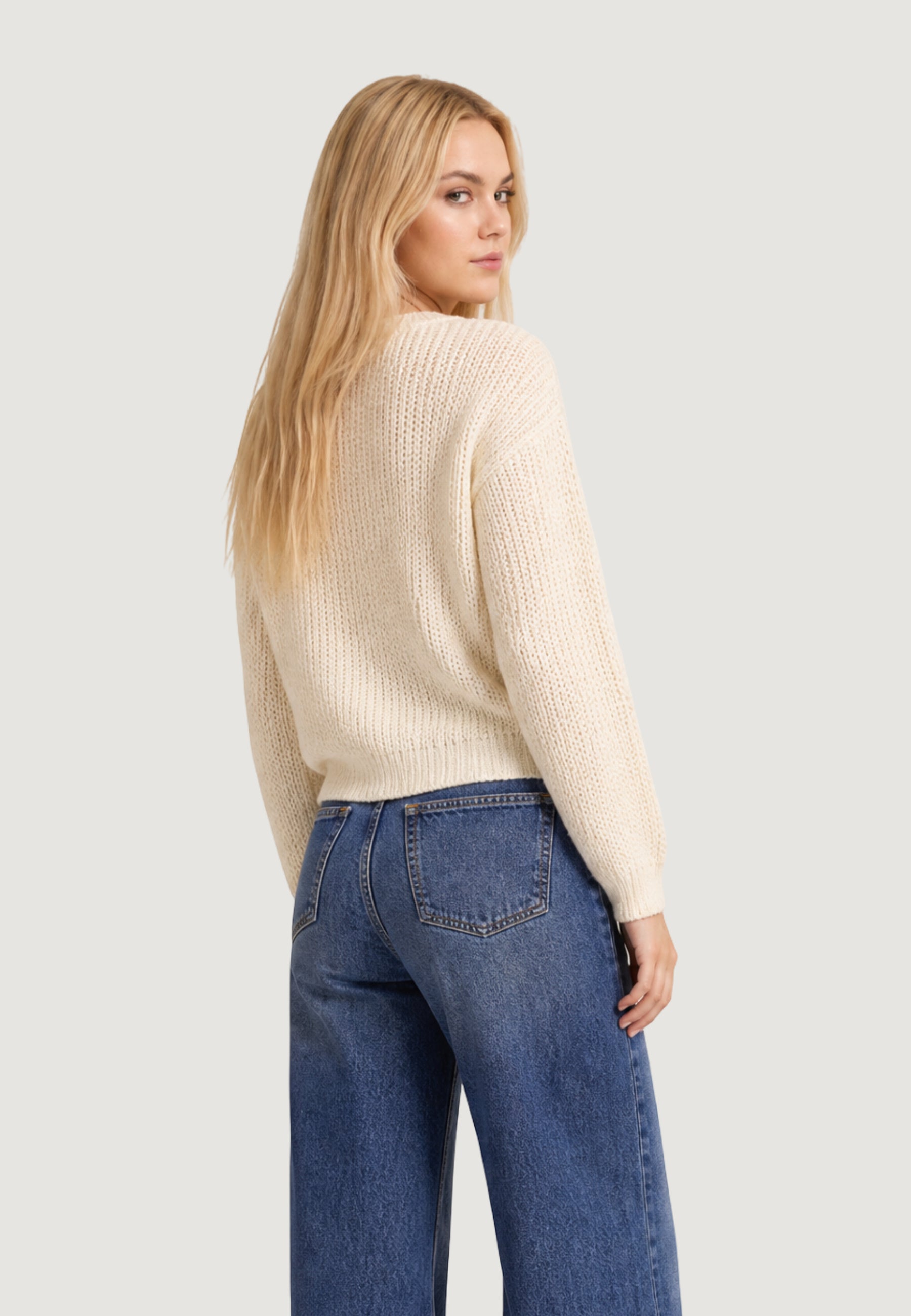 Maglione Jacqueline de Yong JDYBADUT L/S V-NECK STRUC GLITT PULL KNT