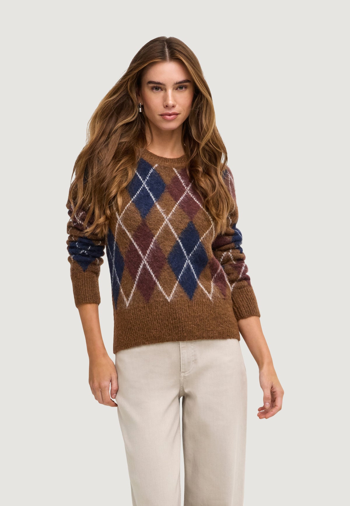 Pullover Jacqueline de Yong Jdyreese L/S O-Neck Argyle Pullover Knt