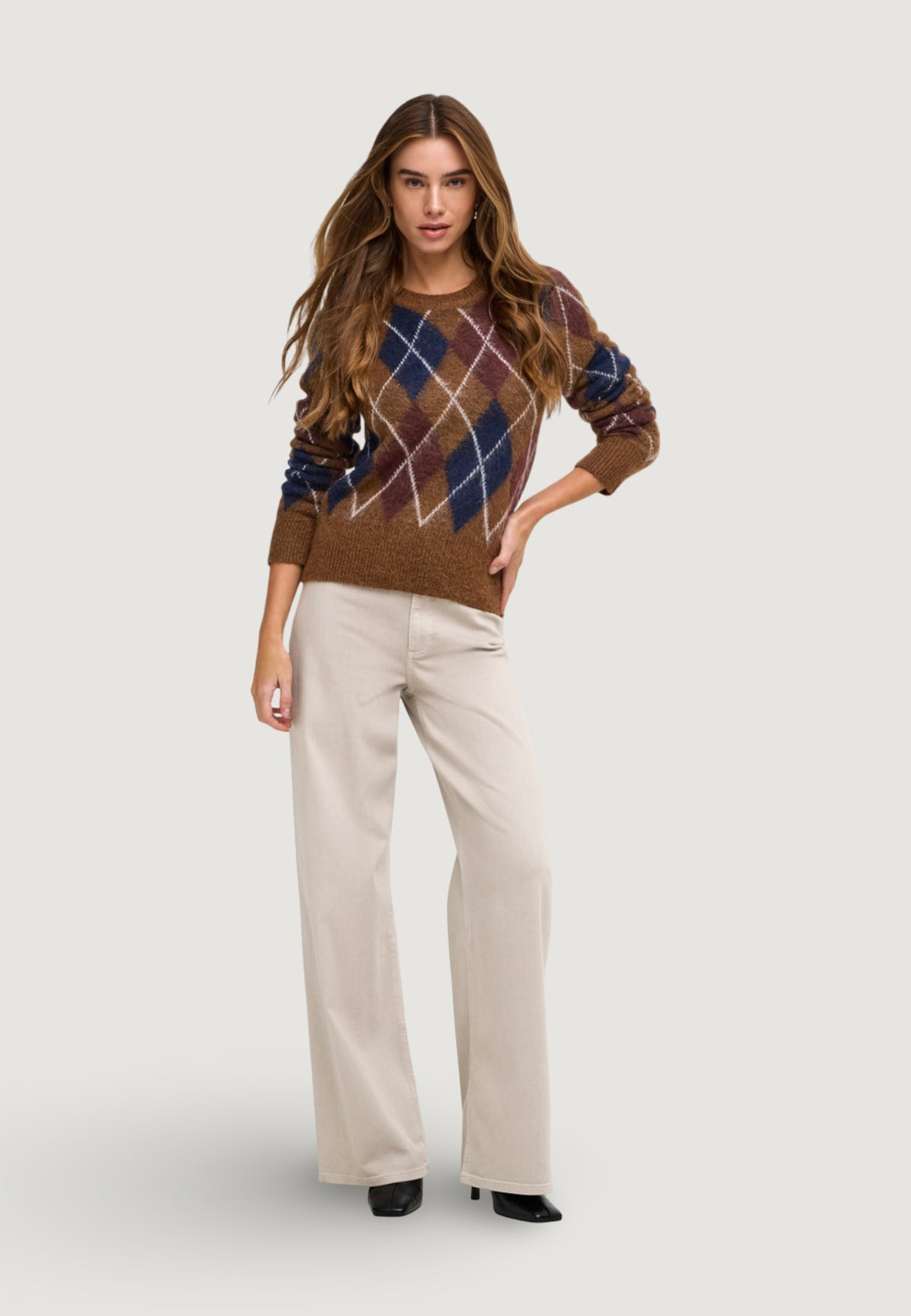 Pullover Jacqueline de Yong Jdyreese L/S O-Neck Argyle Pullover Knt