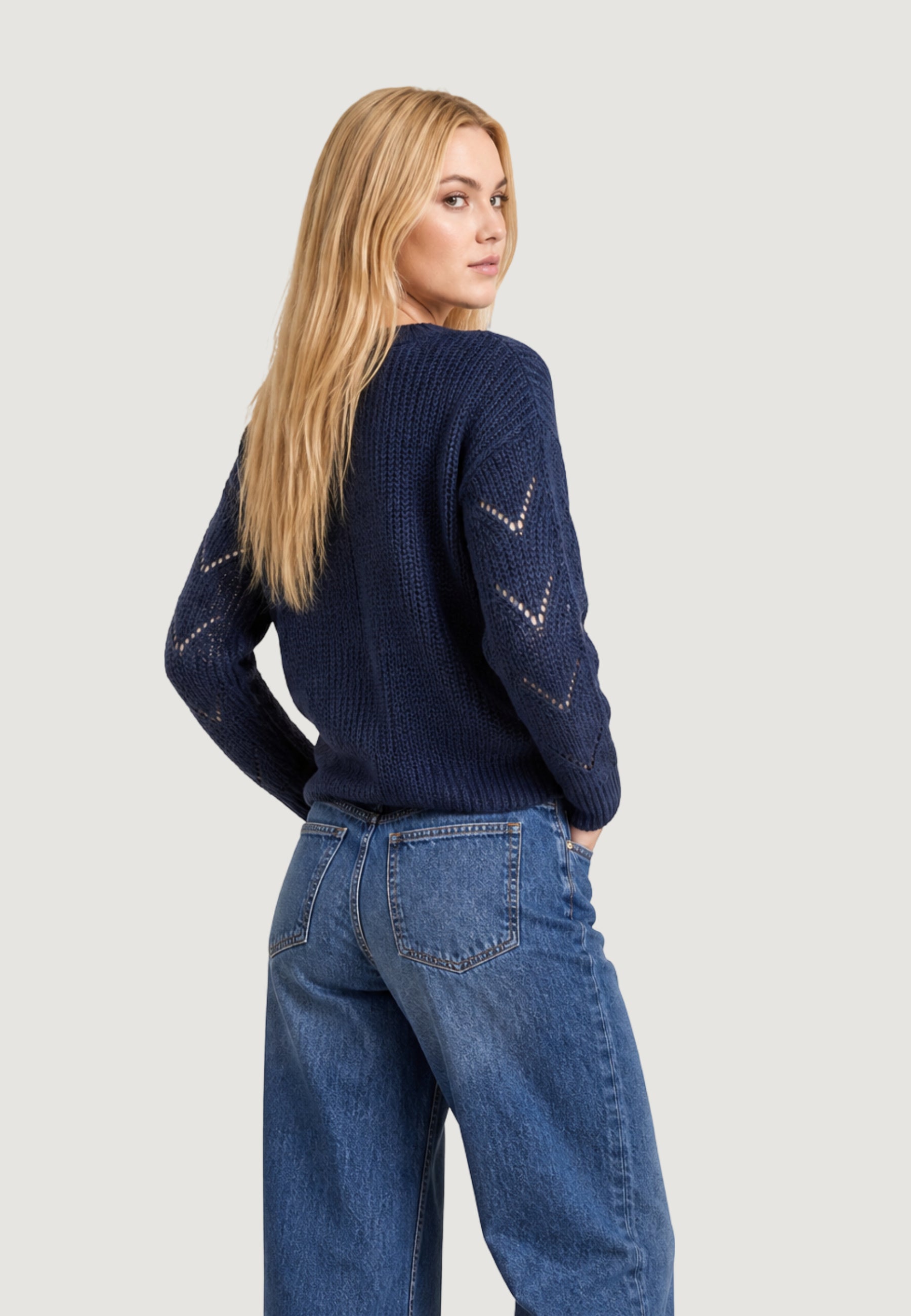 Pullover Jacqueline de Yong JDYBADUT L/S V-NECK STRUC GLITT PULL KNT