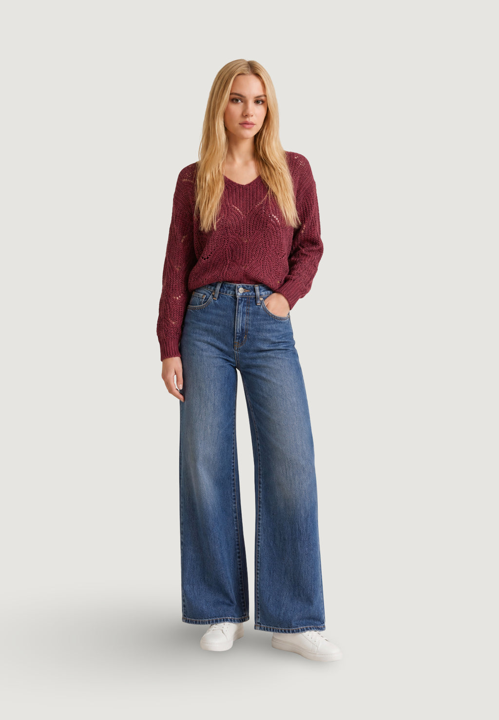 Maglione Jacqueline de Yong JDYBADUT L/S V-NECK STRUC GLITT PULL KNT