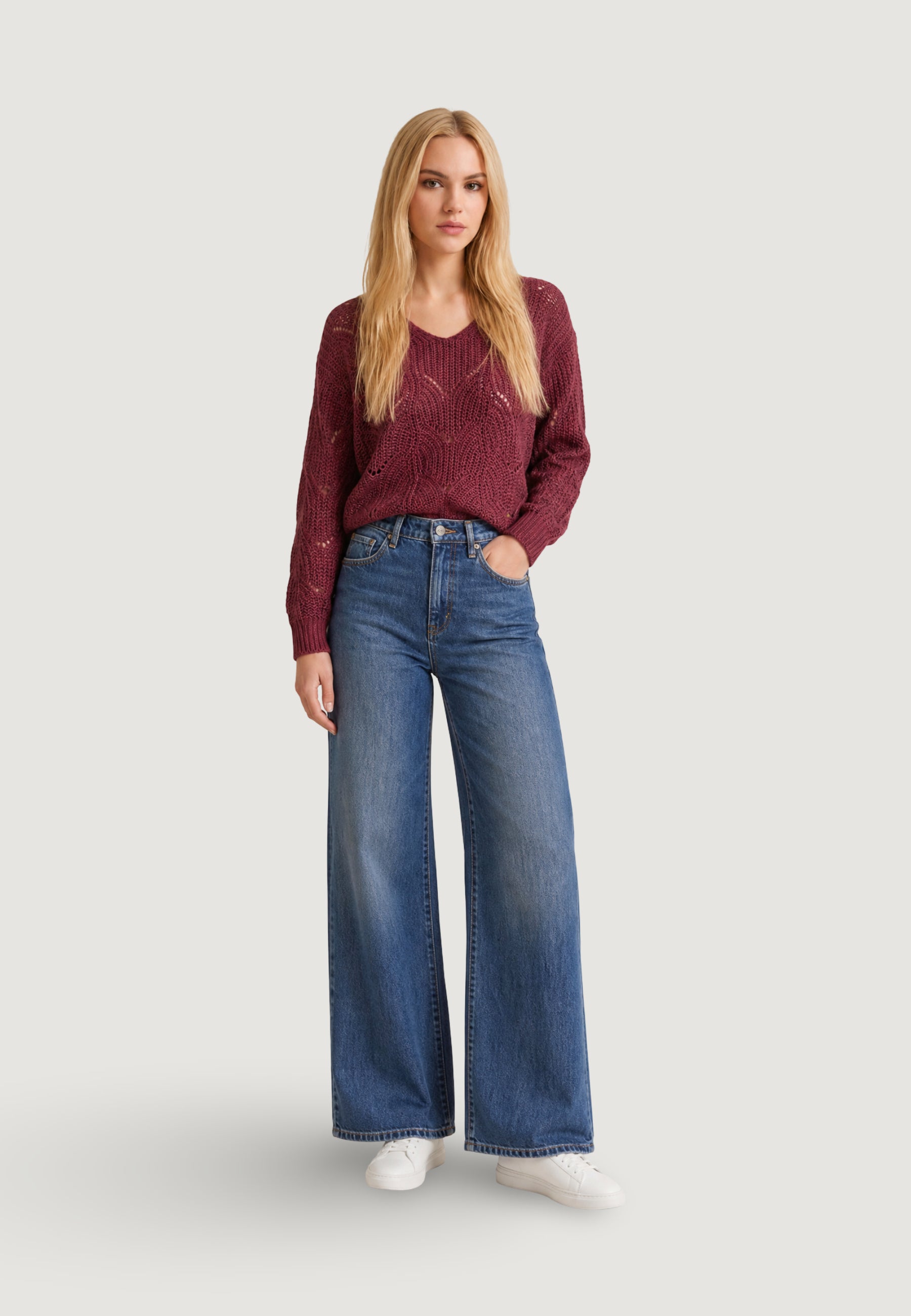 Maglione Jacqueline de Yong JDYBADUT L/S V-NECK STRUC GLITT PULL KNT
