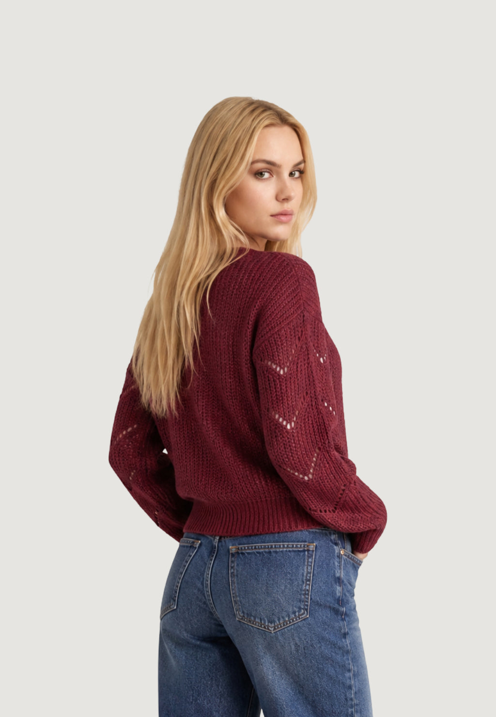 Maglione Jacqueline de Yong JDYBADUT L/S V-NECK STRUC GLITT PULL KNT