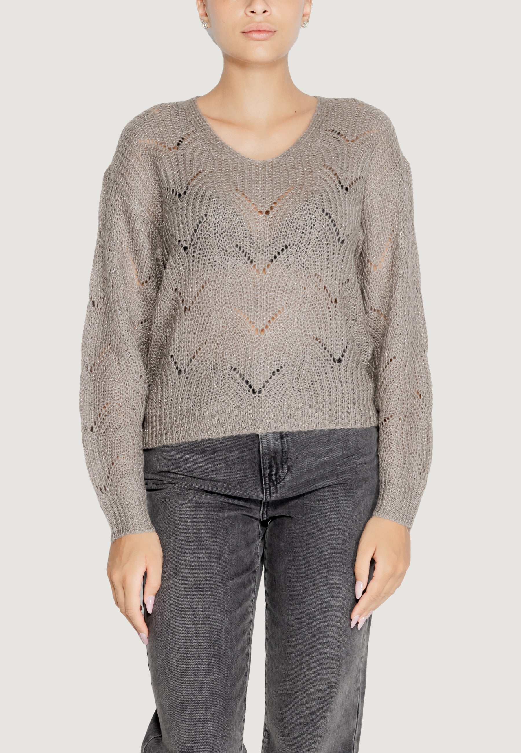 Maglione Jacqueline de Yong JDYBADUT L/S V-NECK STRUC GLITT PULL KNT
