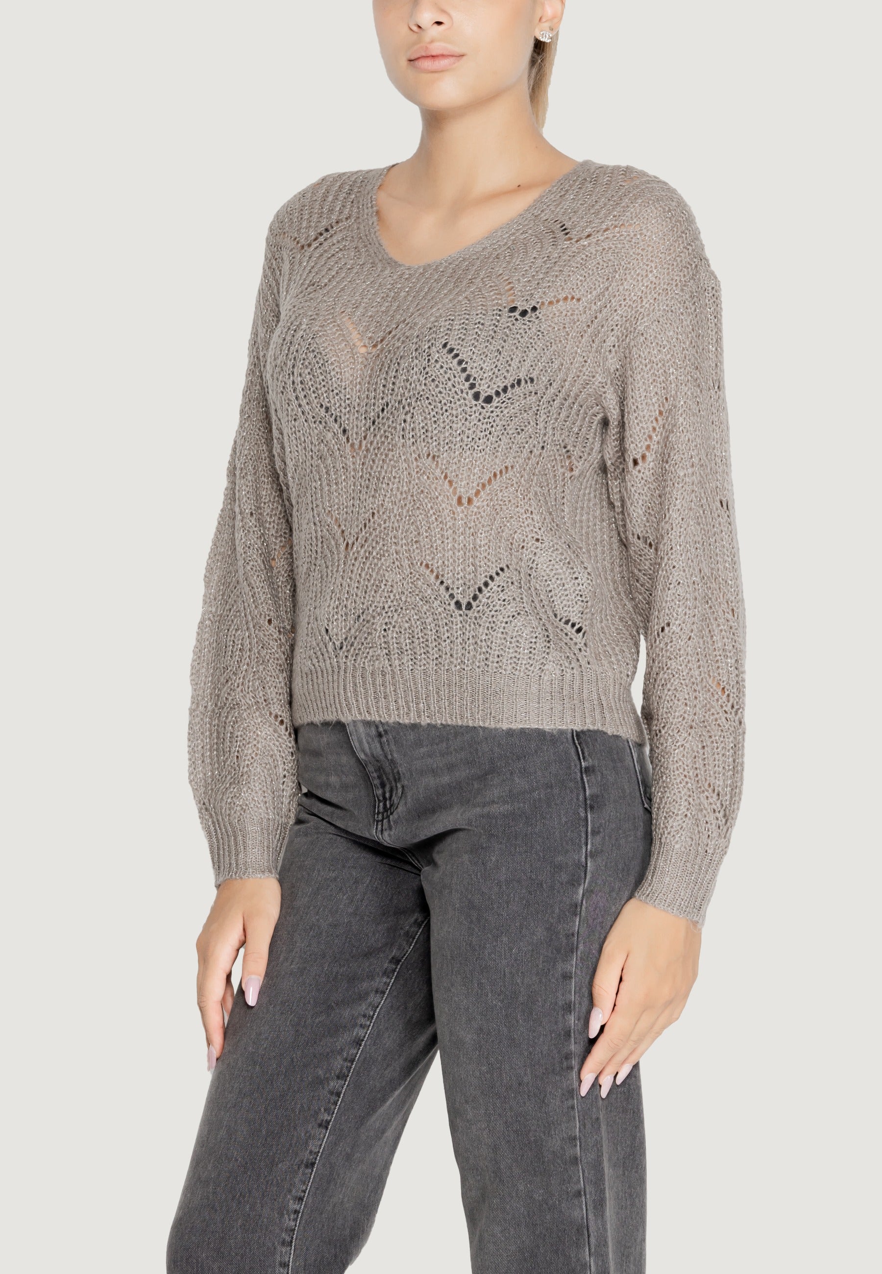 Maglione Jacqueline de Yong JDYBADUT L/S V-NECK STRUC GLITT PULL KNT