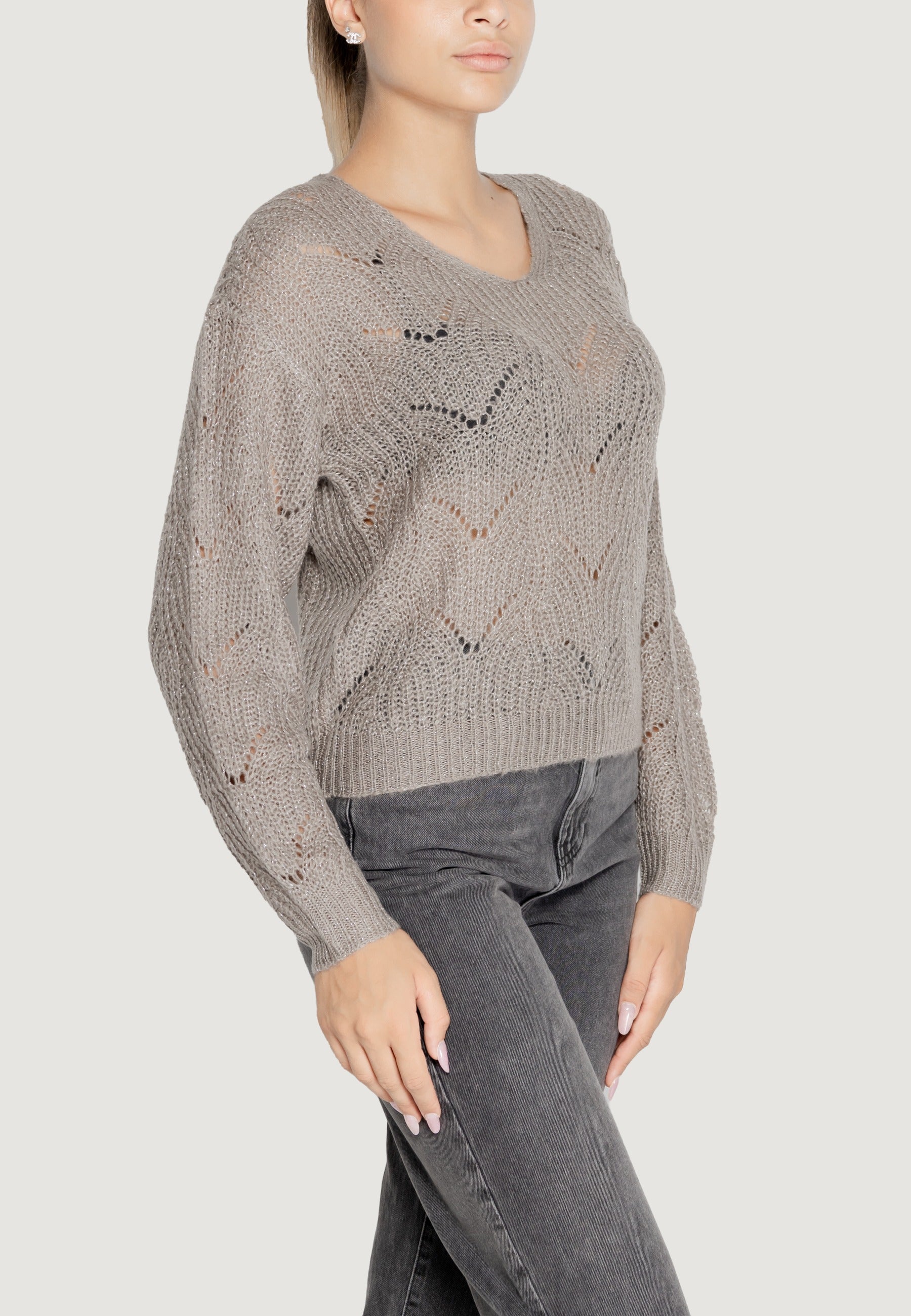 Maglione Jacqueline de Yong JDYBADUT L/S V-NECK STRUC GLITT PULL KNT