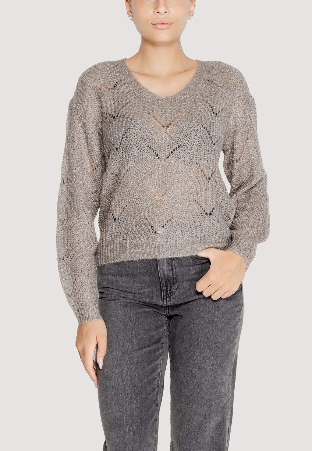 Maglione Jacqueline de Yong JDYBADUT L/S V-NECK STRUC GLITT PULL KNT