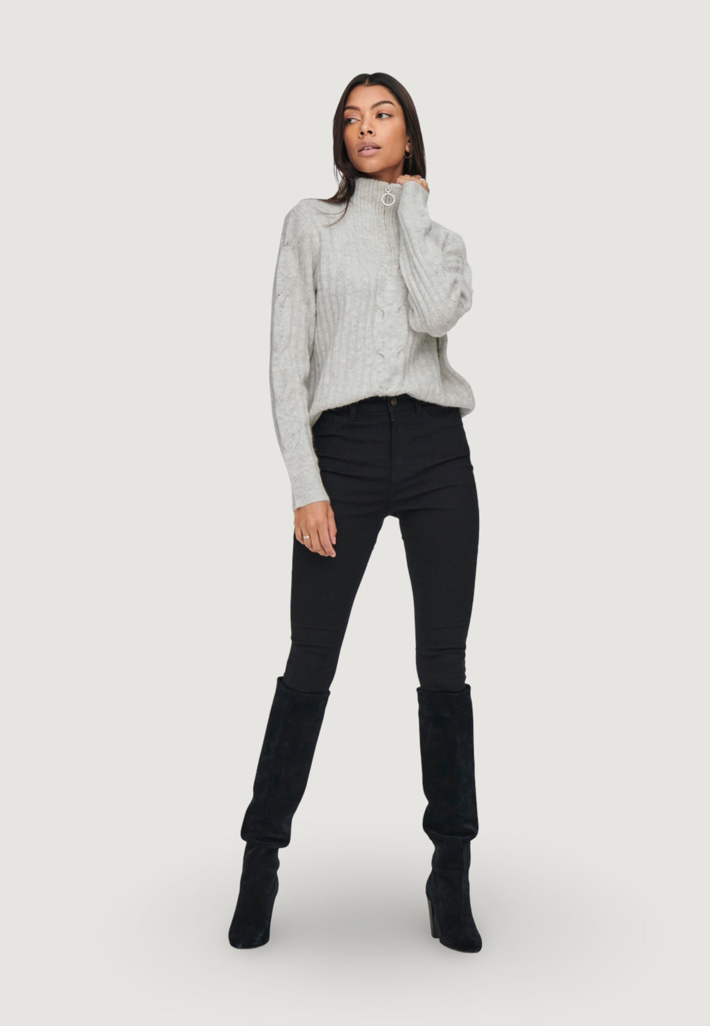 Pullover Jacqueline de Yong JDYANDREA L/S ZIP CABLE PULLOVE KNT NOOS