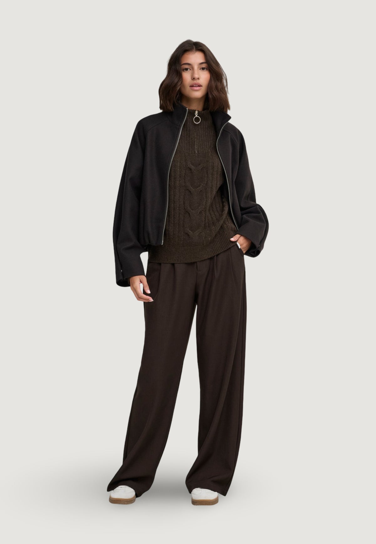 Pullover Jacqueline de Yong JDYANDREA L/S ZIP CABLE PULLOVE KNT NOOS