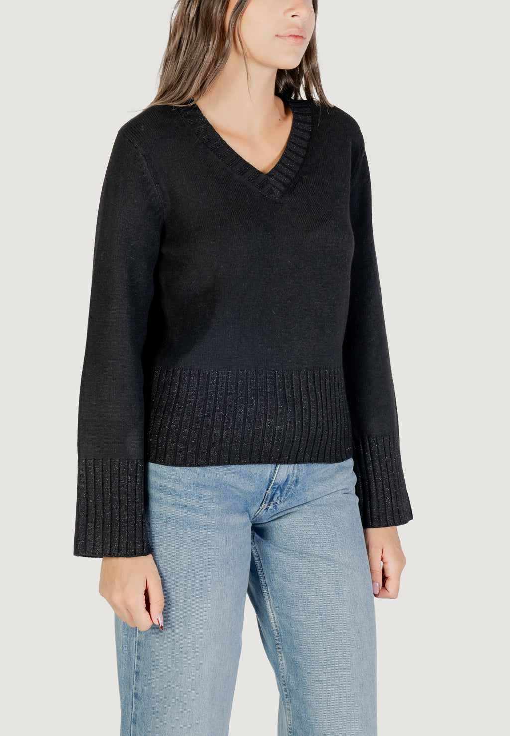 Maglione Jacqueline de Yong Jdyprime Lurex Life L/S V-Neck Pull Knt